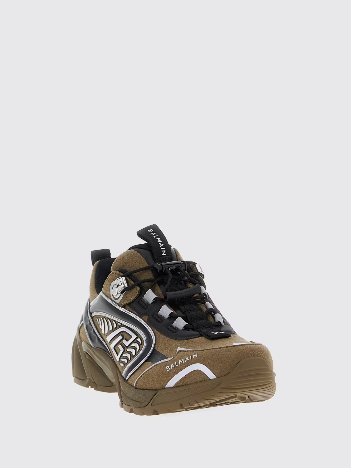 Balmain Cosmic Dust Sneakers Uomo Kaki in Pelle e Materiali Tecnici