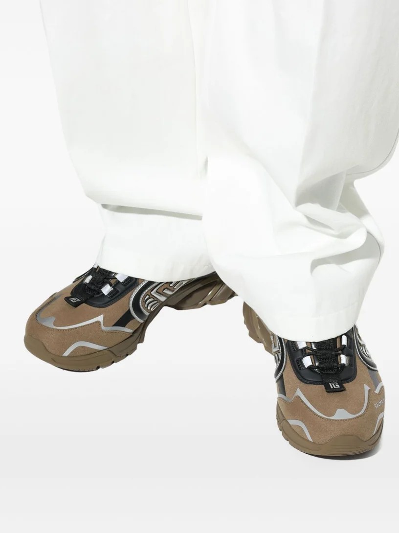 Balmain Cosmic Dust Sneakers Uomo Kaki in Pelle e Materiali Tecnici