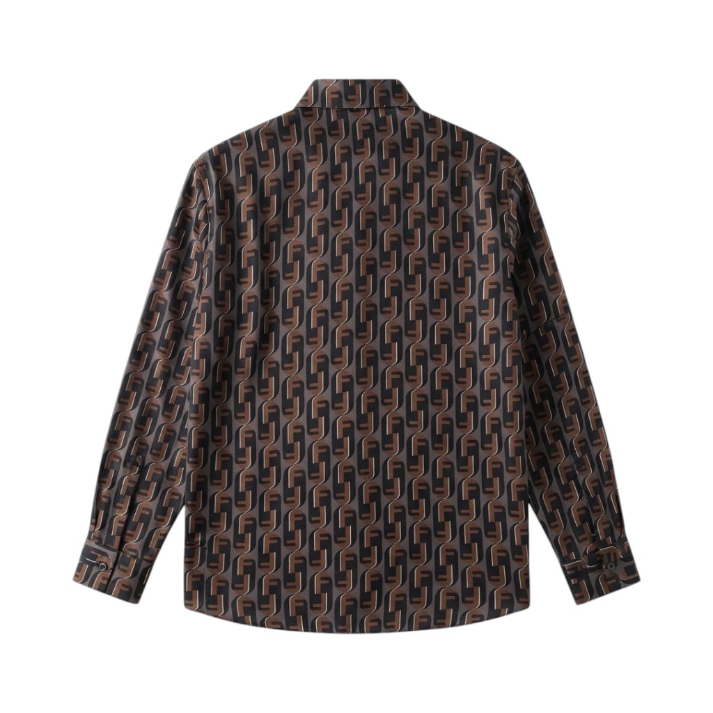 Fendi Camicia Fantasia in Seta con Logo