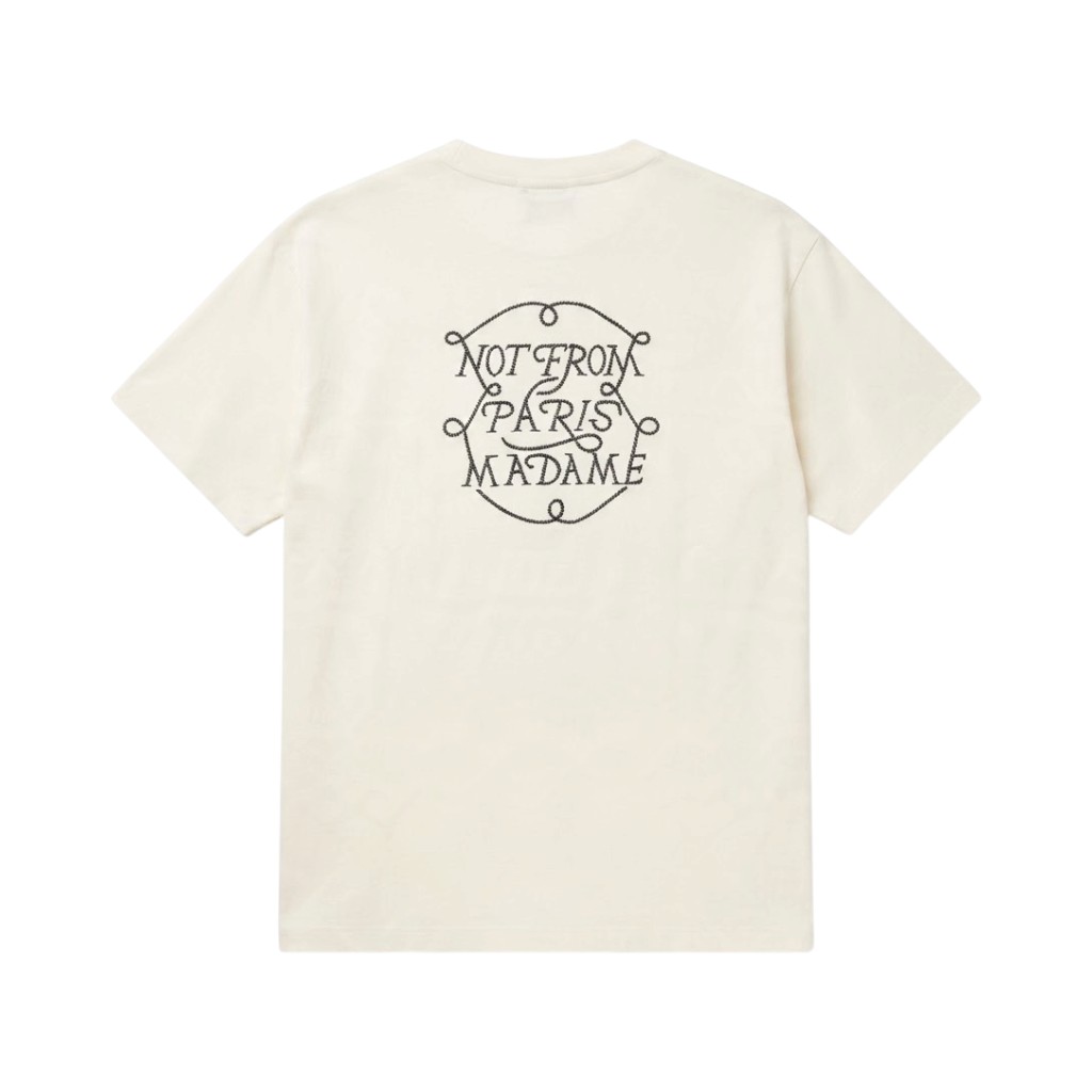 Drôle de Monsieur T-shirt Maglieria in Panna con Stampa Slogan