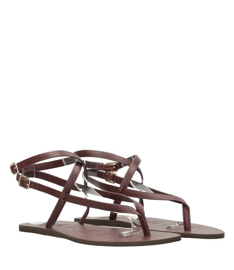 Frauen Manebi Leder Sandalen Liscia Farbe Burgund
