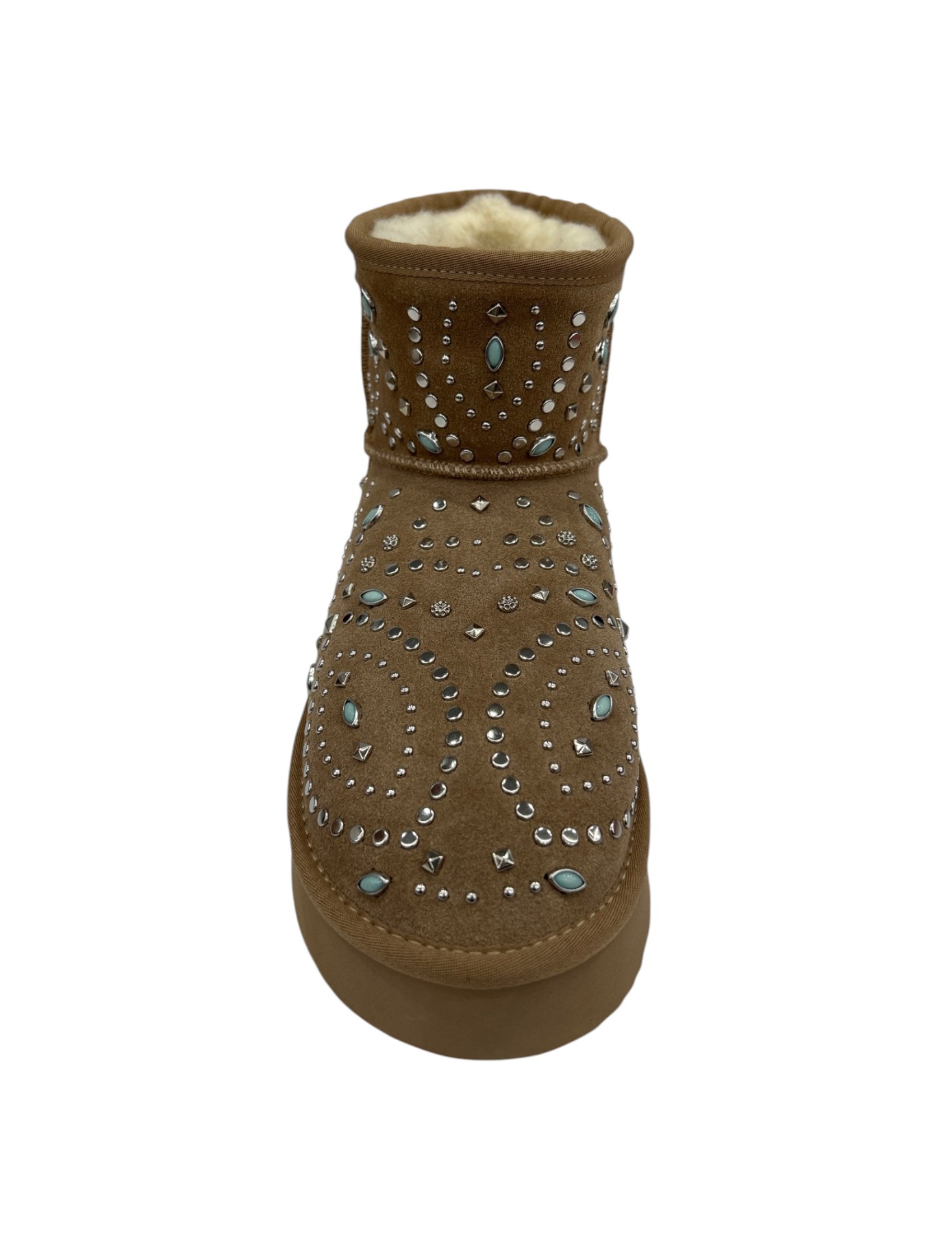 ALMA EN PENA Stivaletti Donna in Pelle Beige con Decorazioni Strass