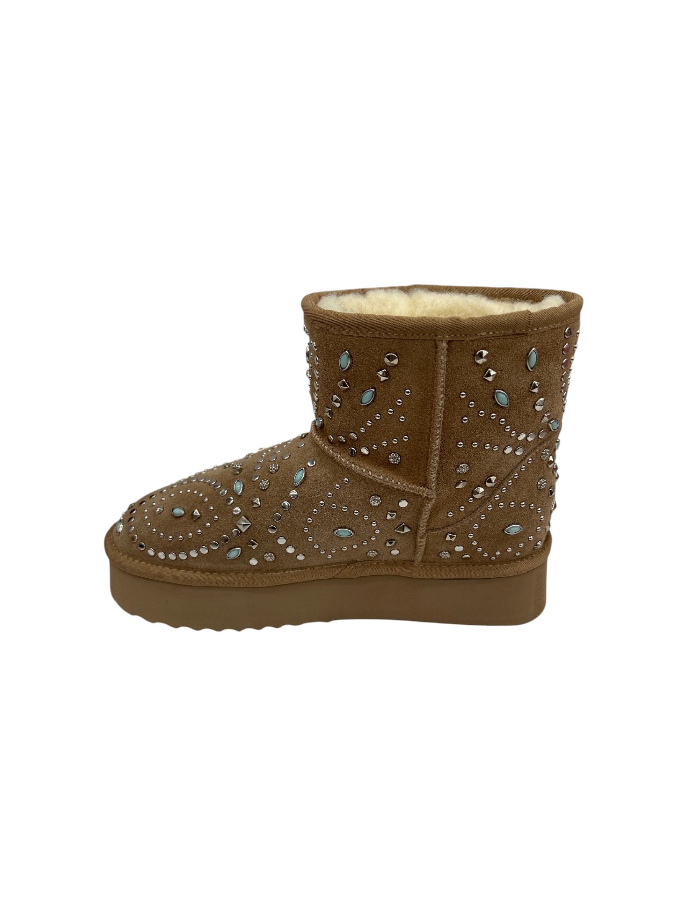ALMA EN PENA Stivaletti Donna in Pelle Beige con Decorazioni Strass
