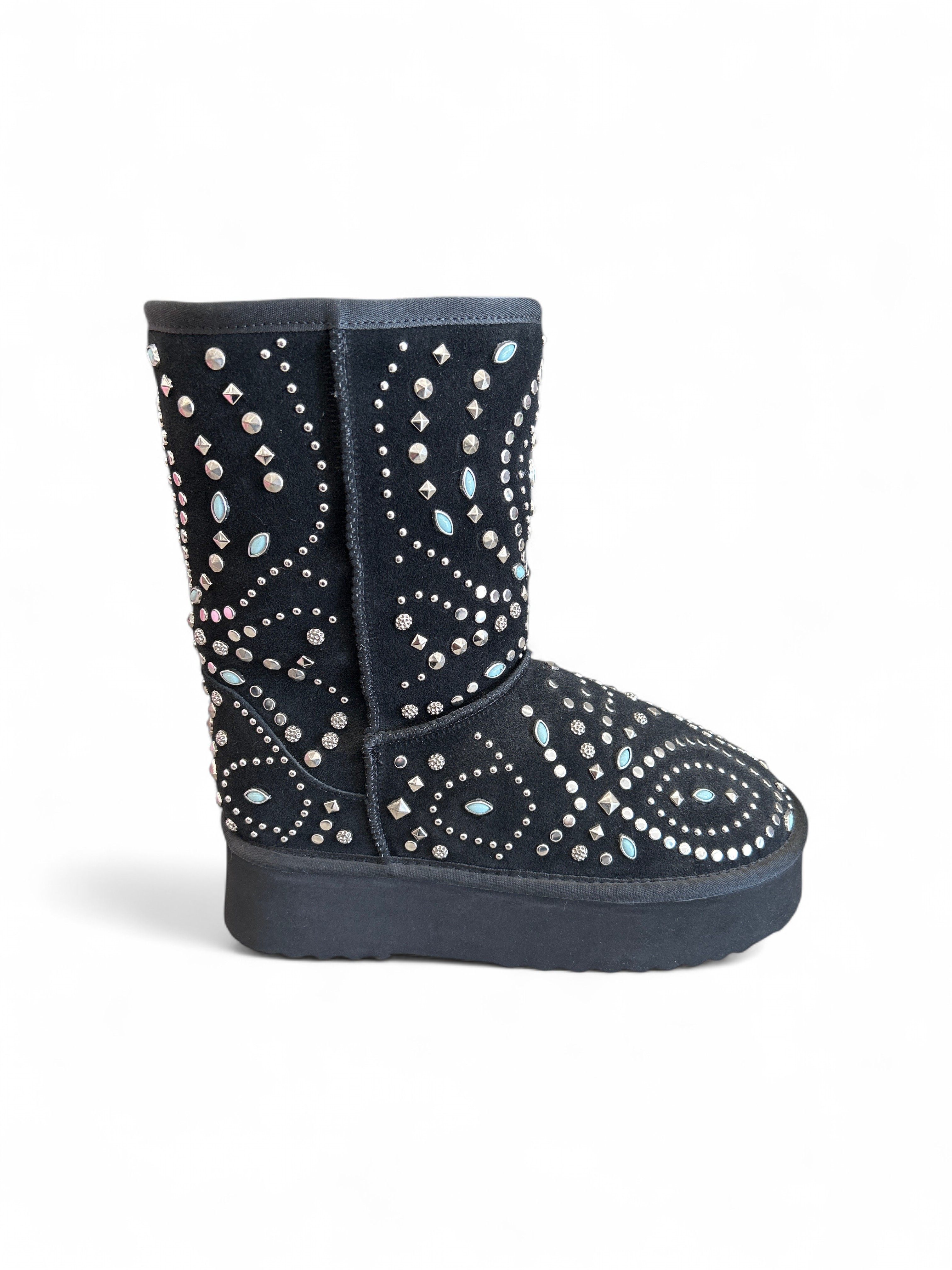 ALMA EN PENA Stivaletti Donna in Suede Nero con Decorazioni Strass