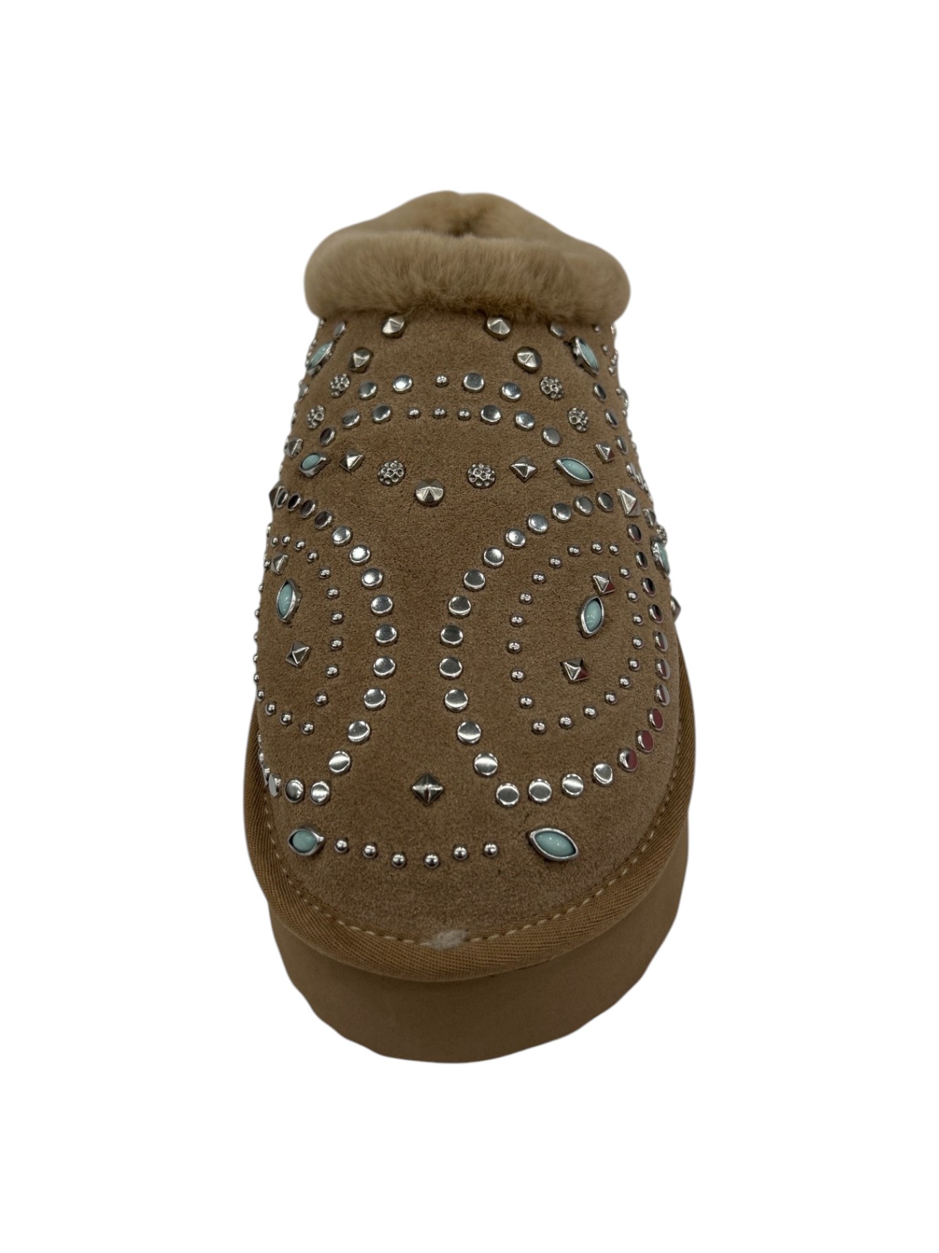 ALMA EN PENA Sabot Donna Beige con Strass e Dettagli in Pelliccia