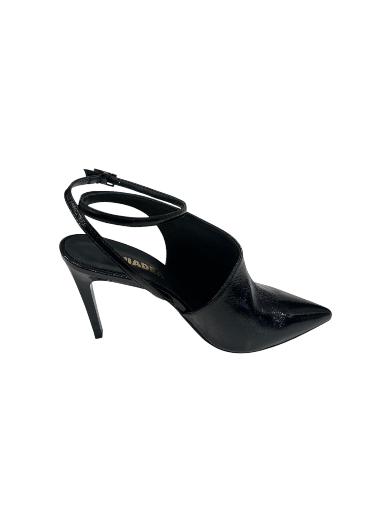 QUADRA Slingback Donna in Pelle Lucida Nera con Tacco