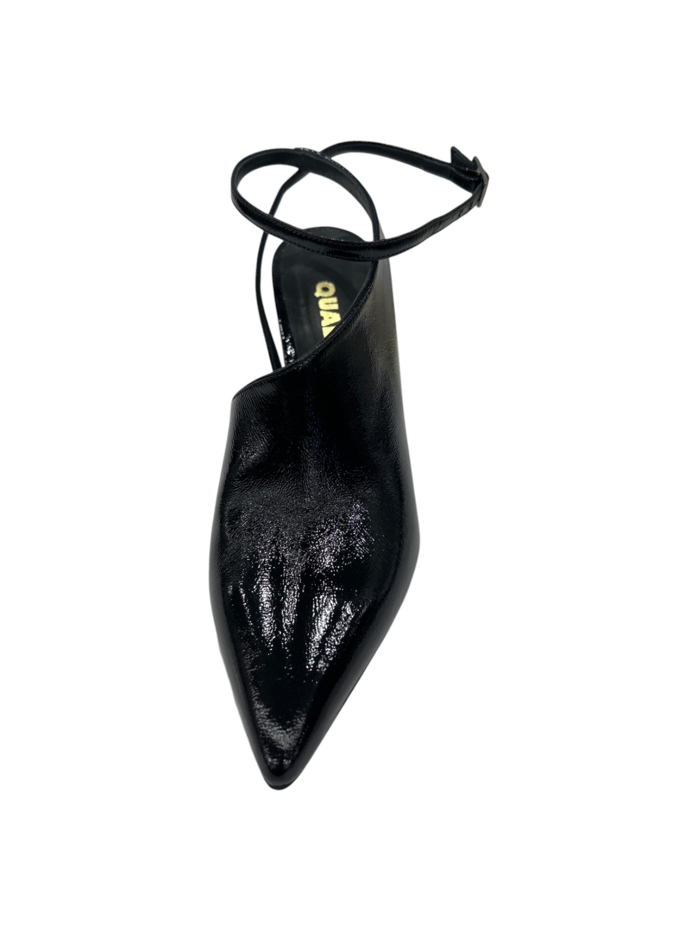 QUADRA Slingback Donna in Pelle Lucida Nera con Tacco