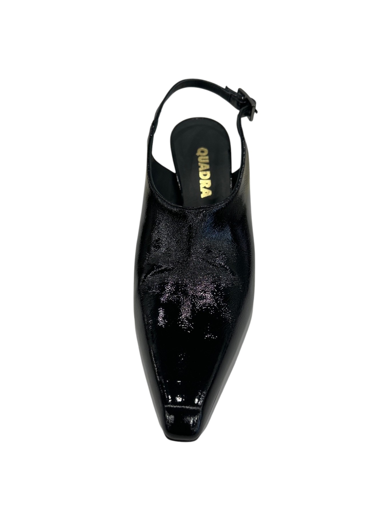 QUADRA Slingback Donna in Vernice Nera con Tacco Stiletto