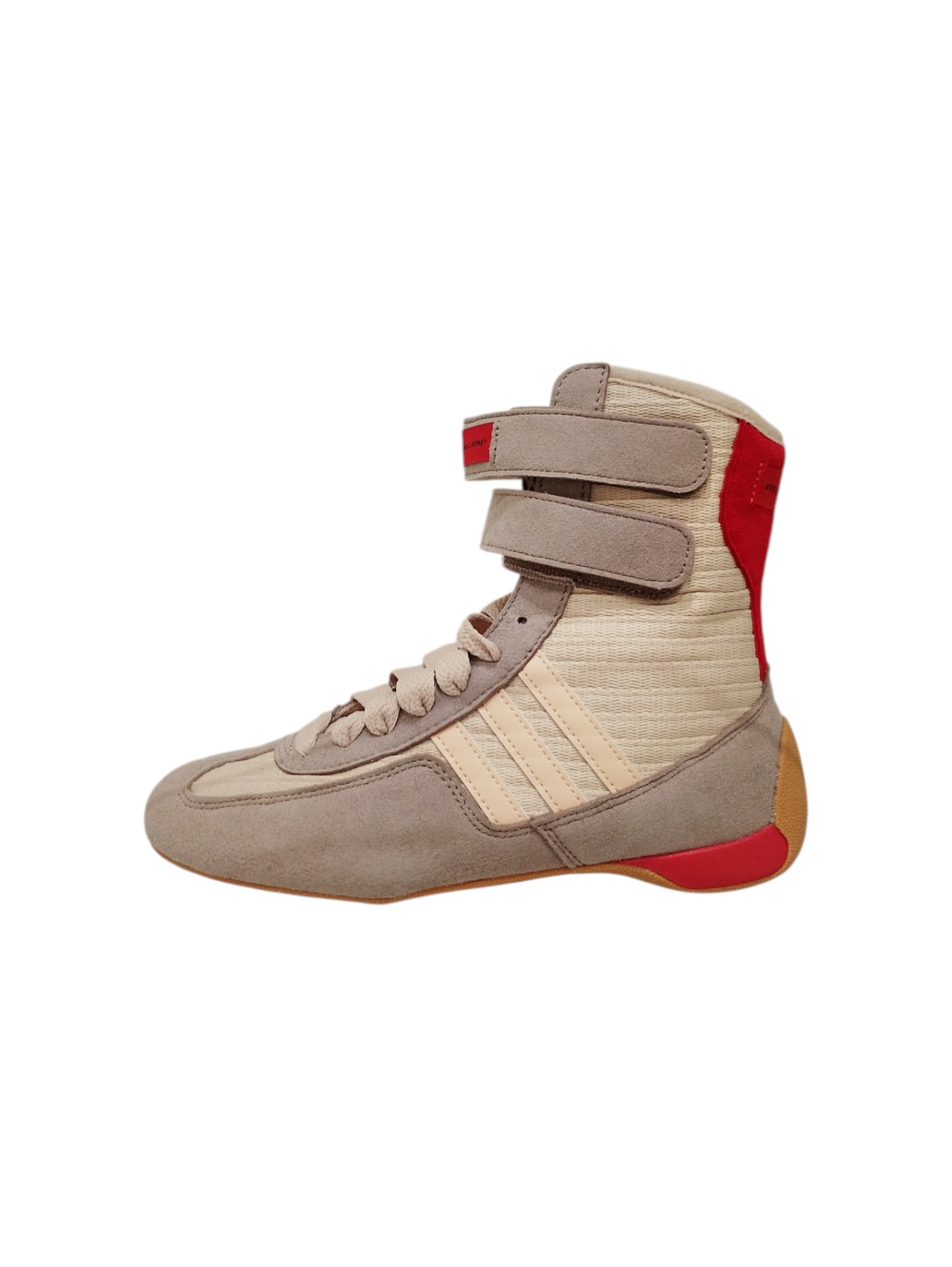 Stella McCartney Sneakers Beige con Dettagli Rossa e Suola in Gomma