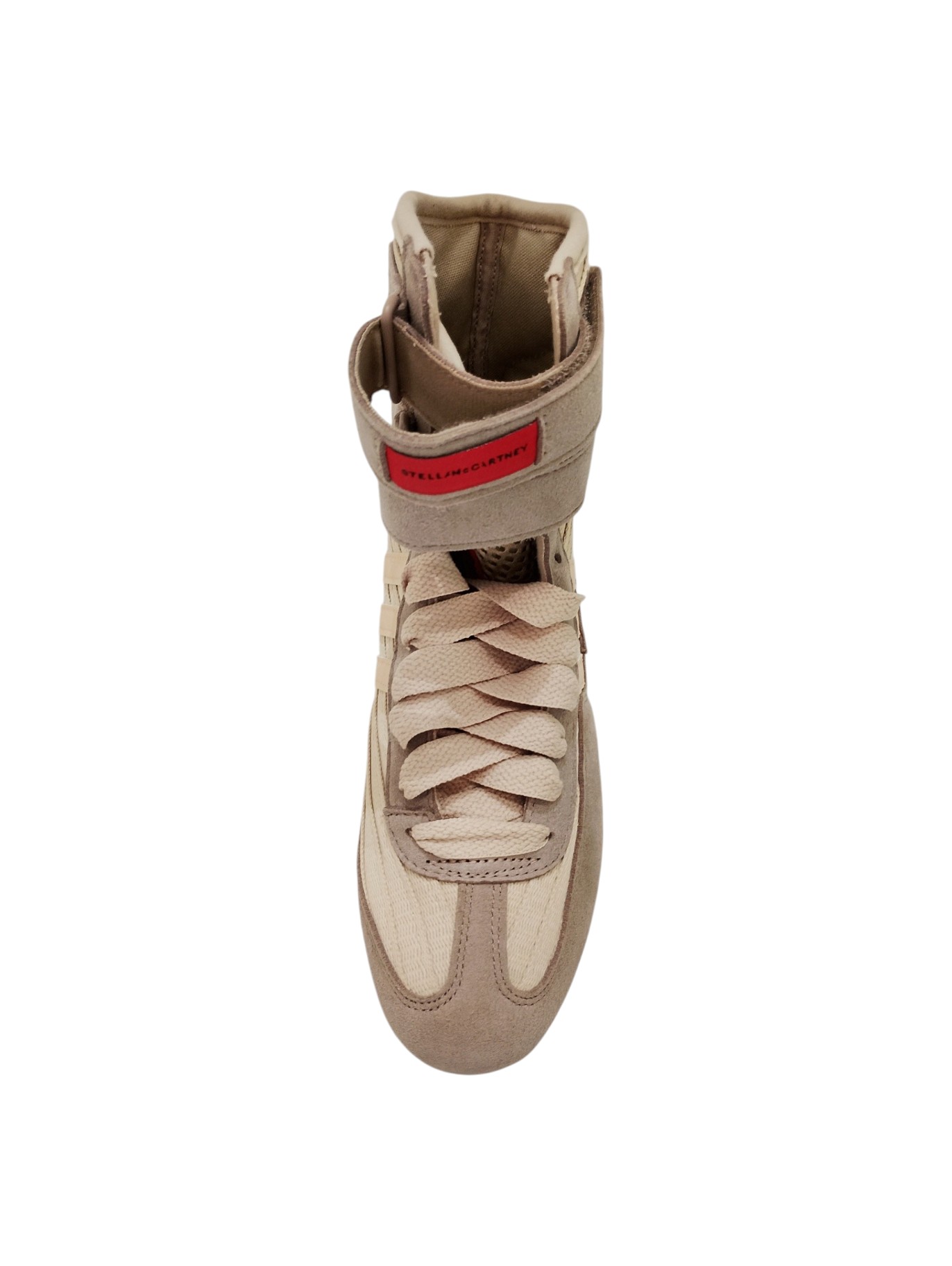 Stella McCartney Sneakers Beige con Dettagli Rossa e Suola in Gomma