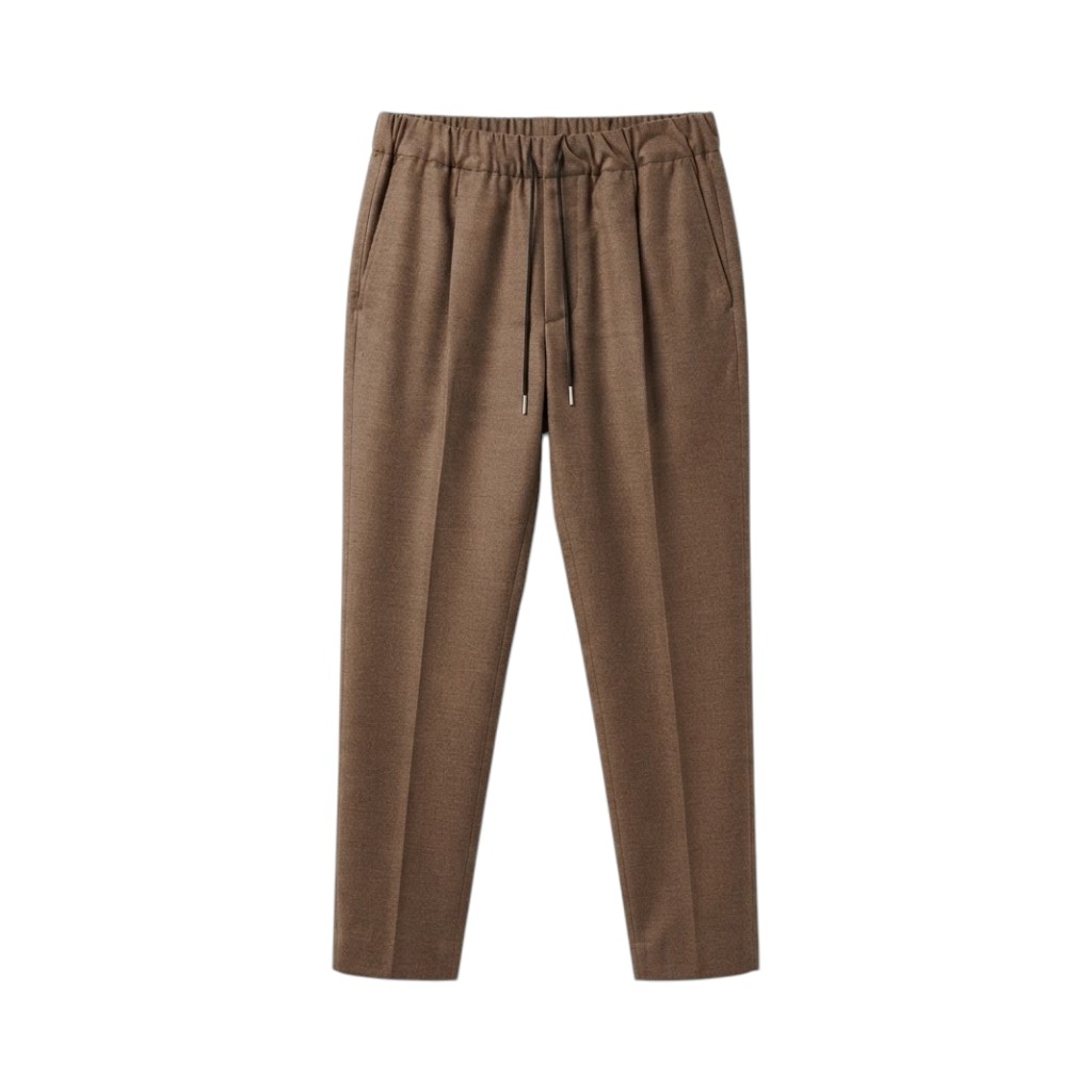 LOWBRAND Pantaloni Cammello Eleganti con Cintura Elasticizzata