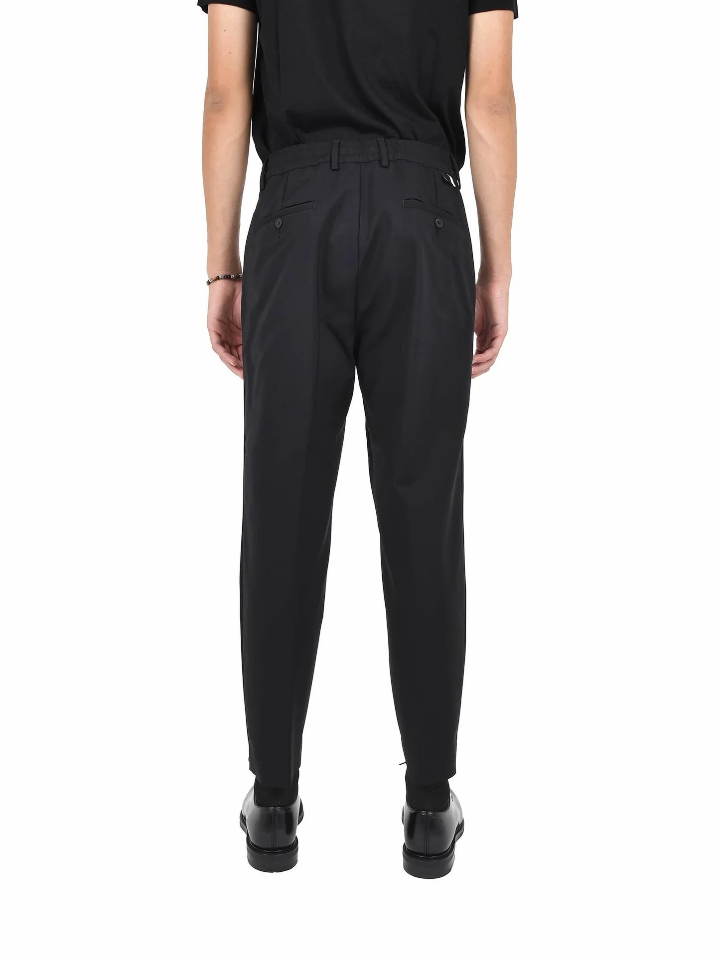 Low Brand Pantaloni Uomo Neri Carrot Fit con Doppia Pinces