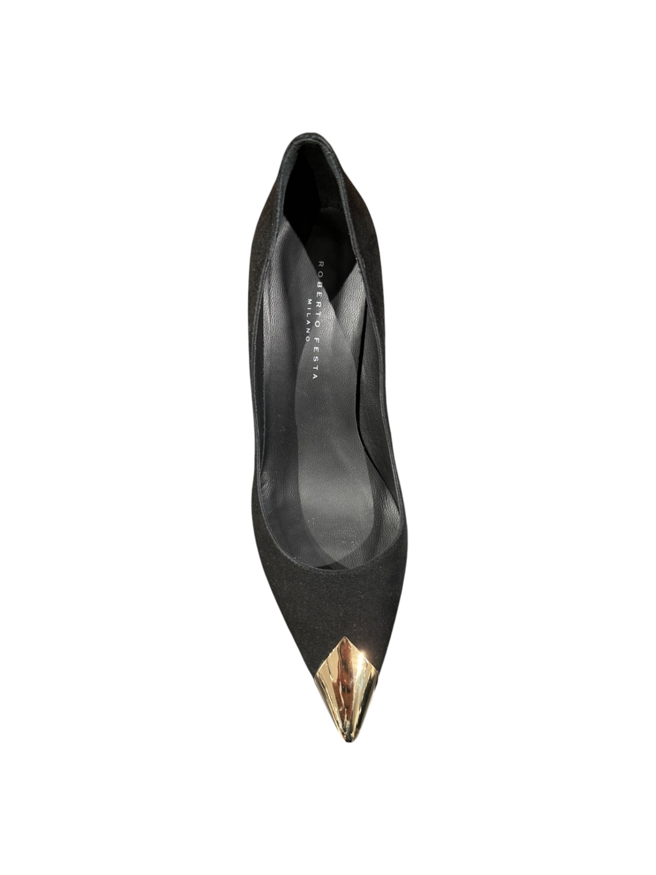 Roberto Festa Décolleté Donna in Camoscio Nero con Punta Metallica