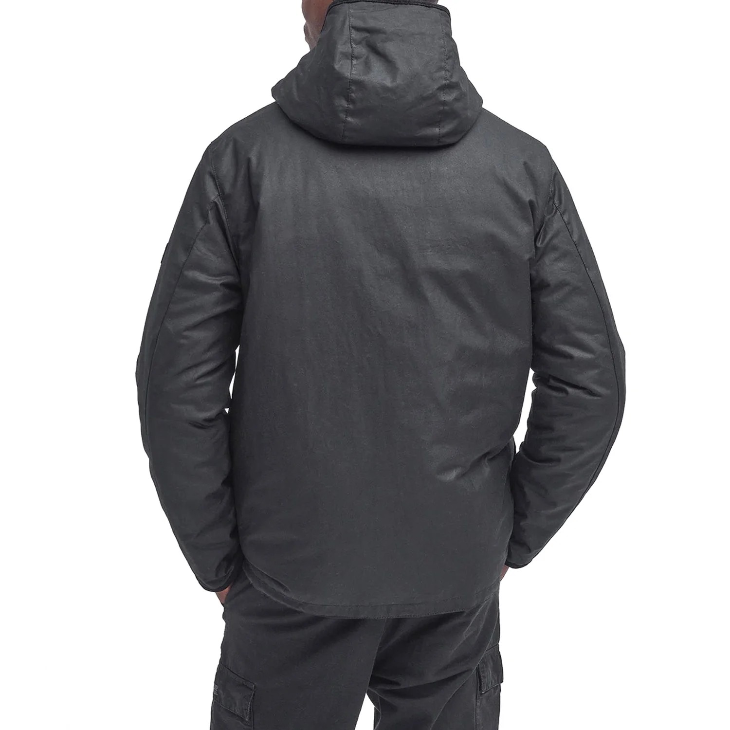 Barbour Giacca Longwell Wax Nera con Cappuccio