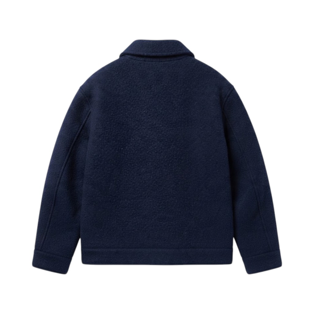 FAY Giacca Cappotto Blu in Tessuto Pile