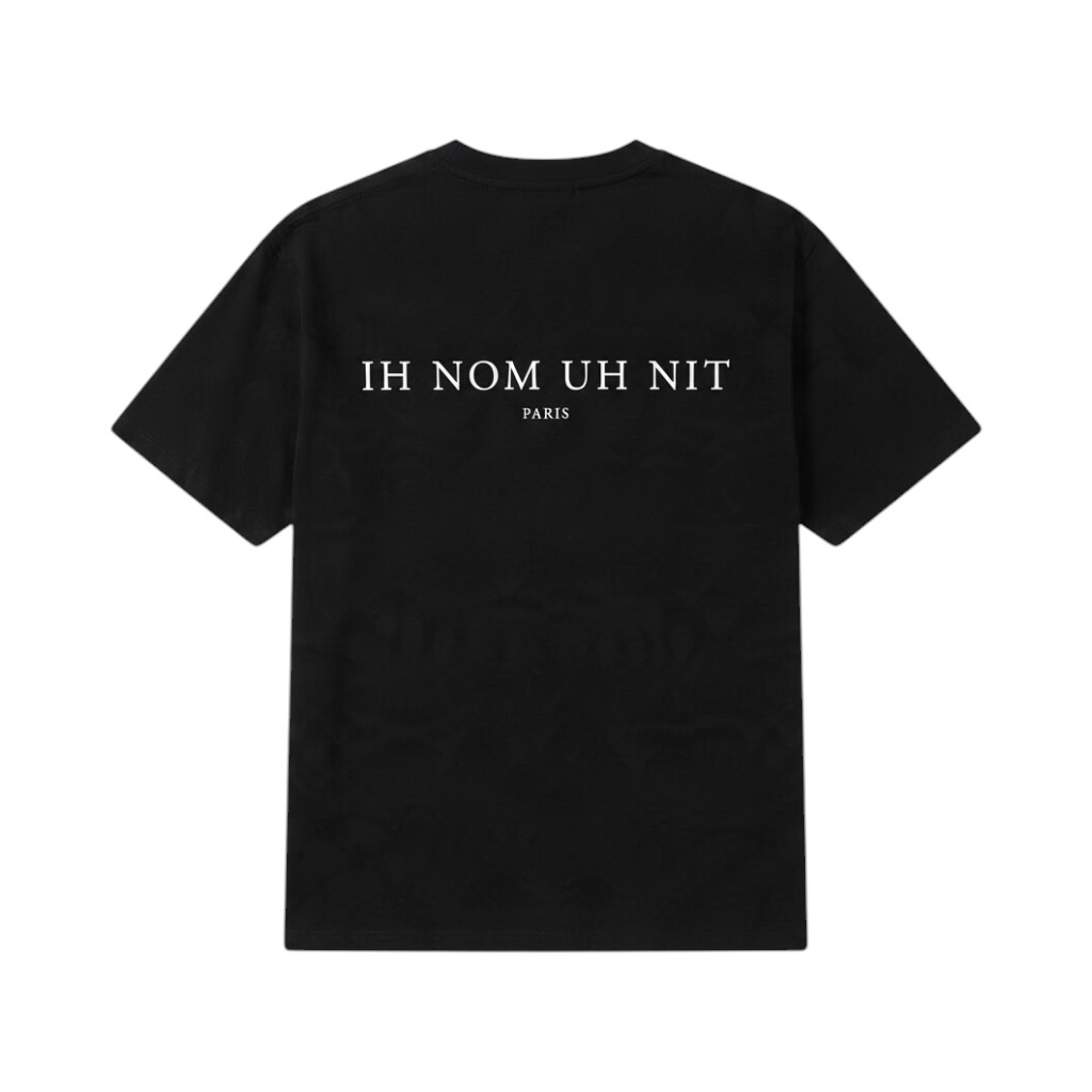 IH NOM UH NIT Maglietta Oversize in Cotone Nero con Stampa Artistica