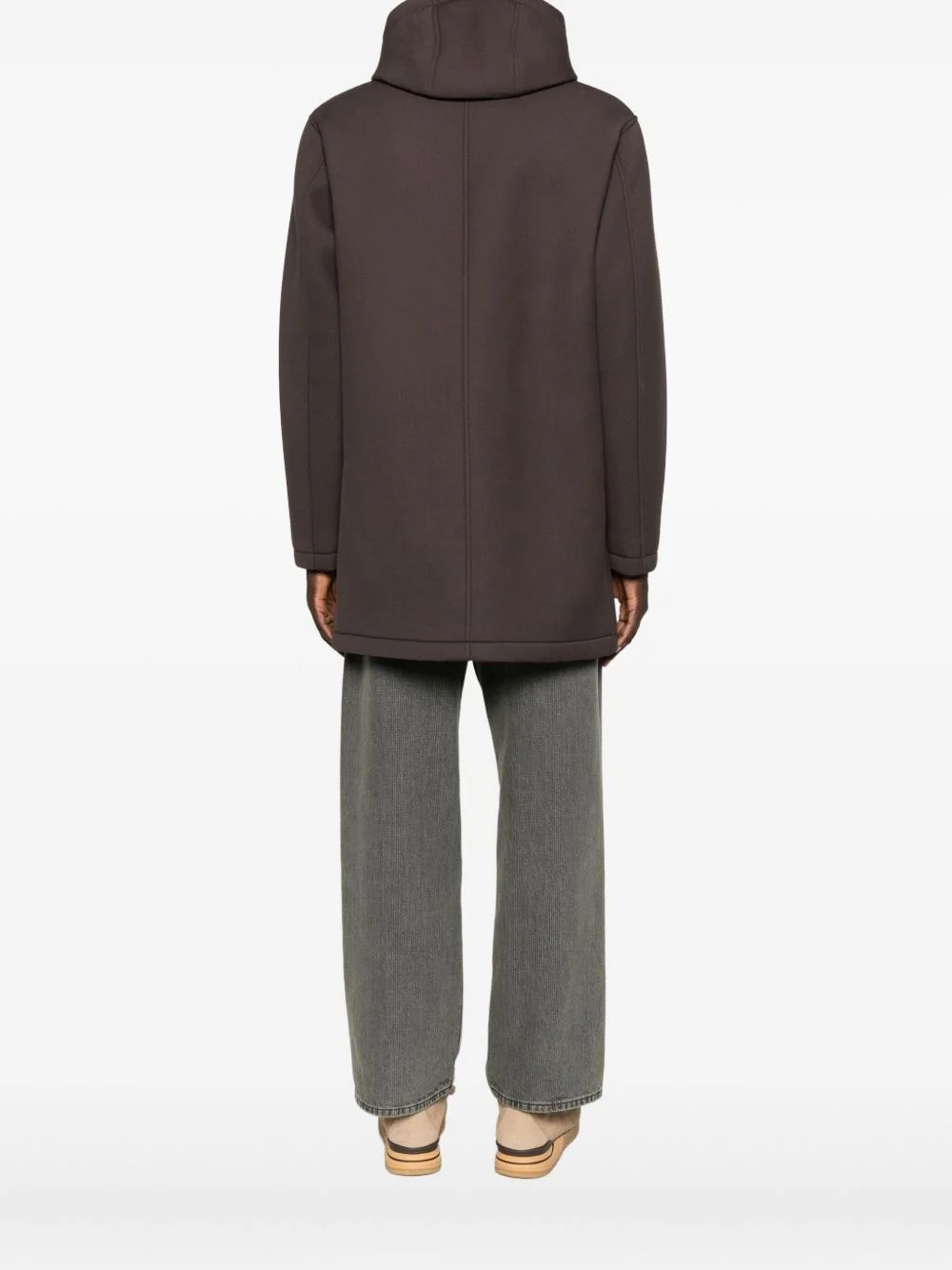 Herno Giacca Cappotto in Tessuto Tecnico Marrone con Cappuccio