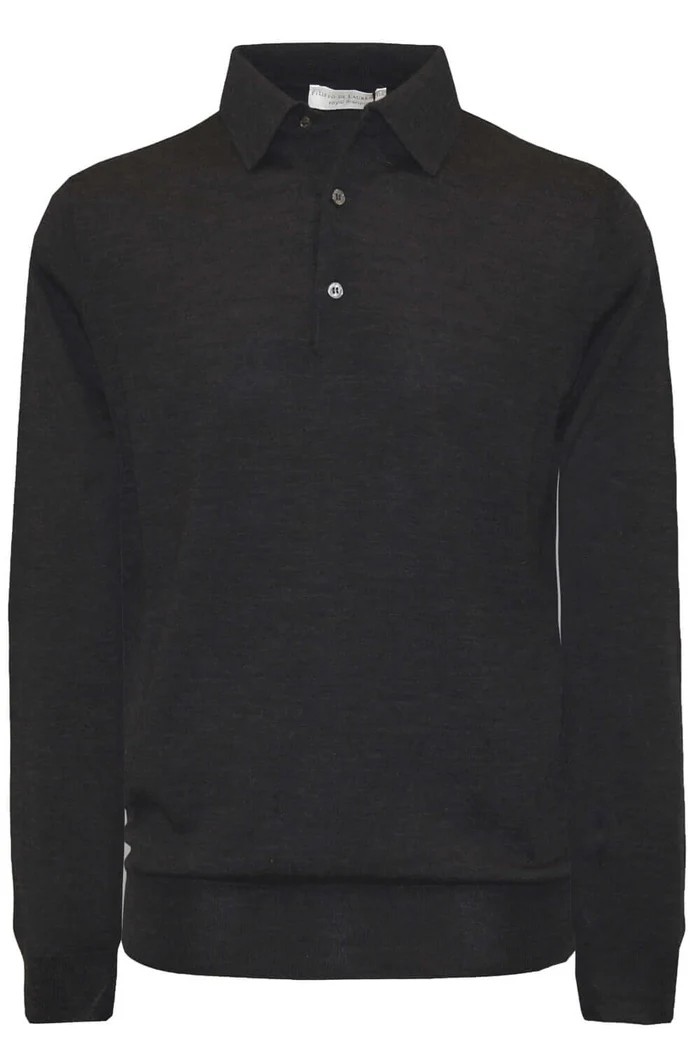 Filippo De Laurentiis Herren Polo Langarm Schwarz