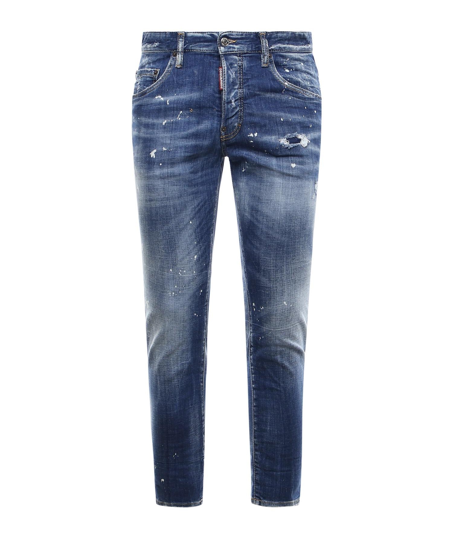 DSQUARED2 Jeans Slim Fit in Denim Blu con Dettagli Distressed