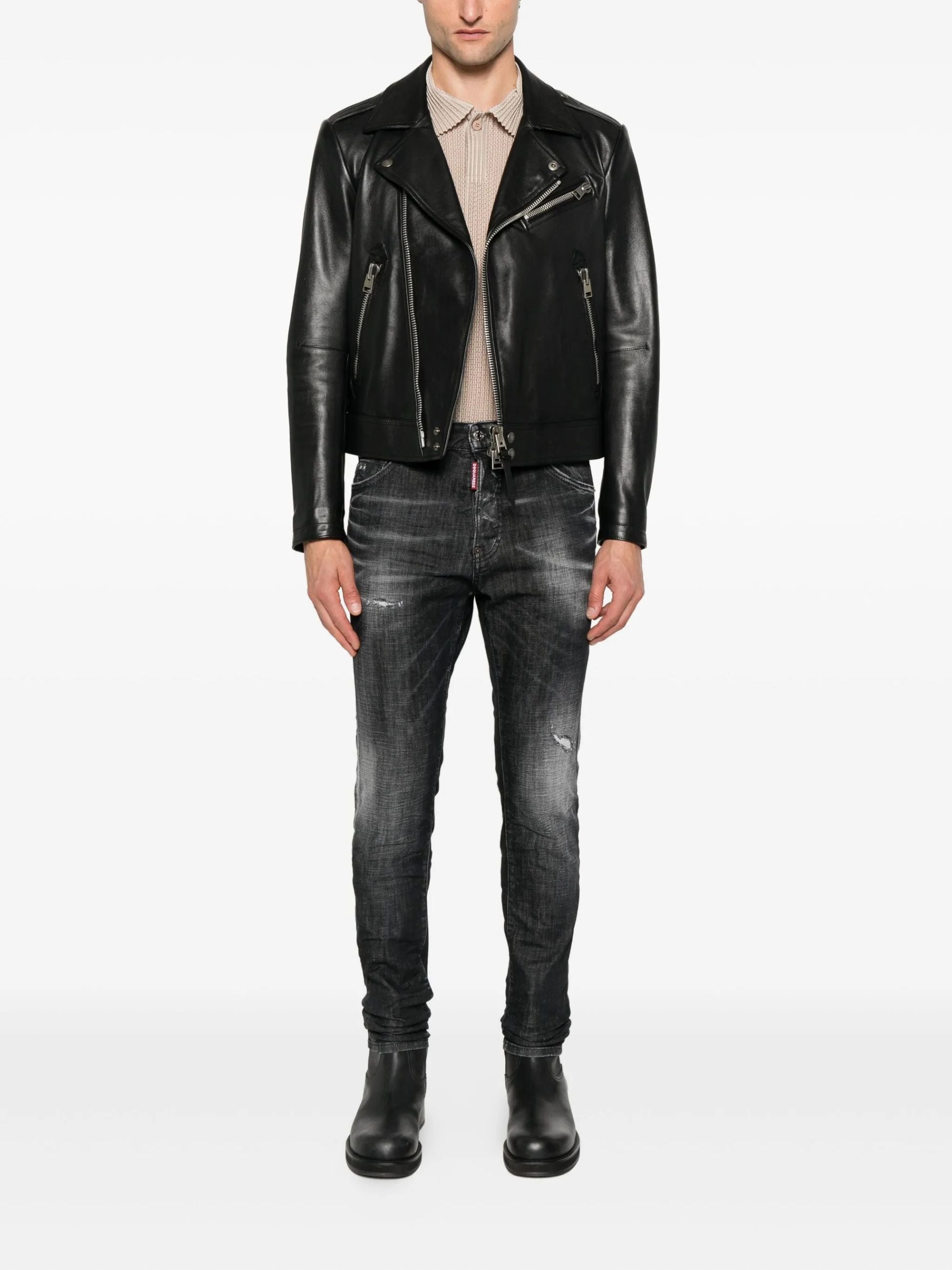 DSQUARED2 Jeans Slim Fit Nero con Dettagli Distress