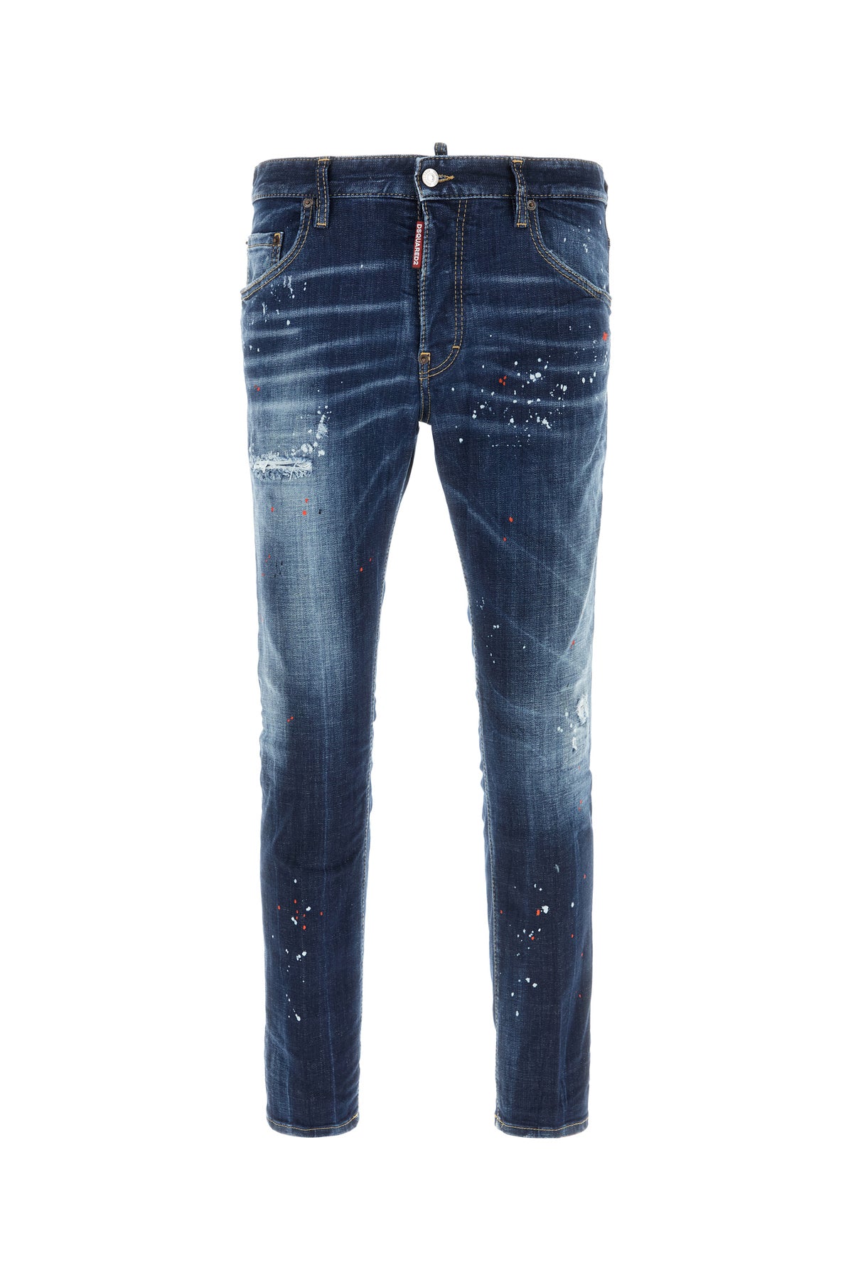 DSQUARED2 Jeans Slim Fit Blu con Dettagli in Stile Graffiti