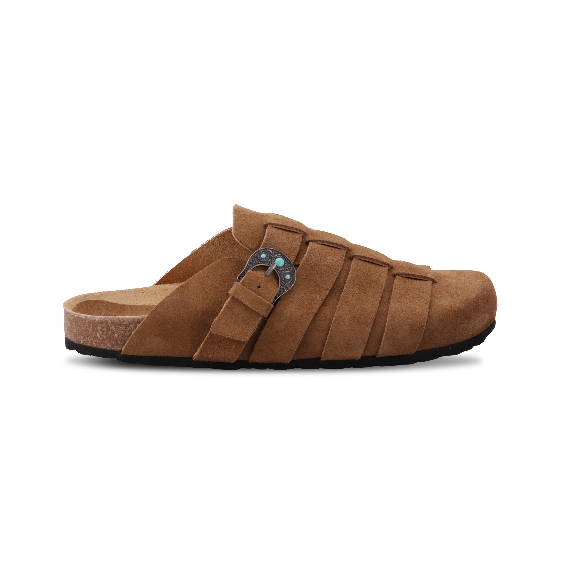 Taji Sandalias Sabot de Hombres en Suede Cuatro Fax Robles con Buckle
