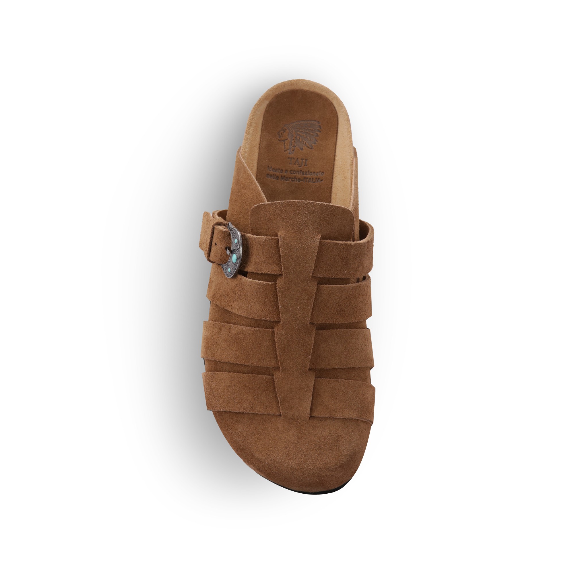 Taji Sandalias Sabot de Hombres en Suede Cuatro Fax Robles con Buckle