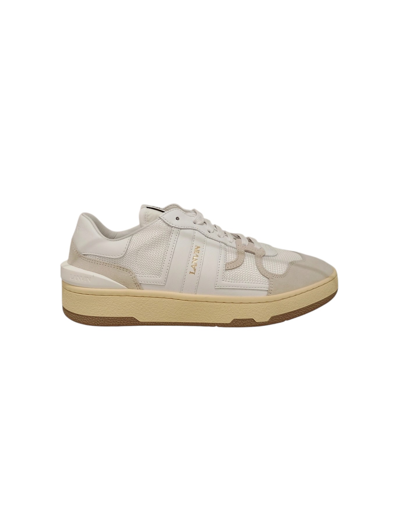 LANVIN Sneakers Donna in Bianco con Dettagli in Camoscio e Suola Gommata