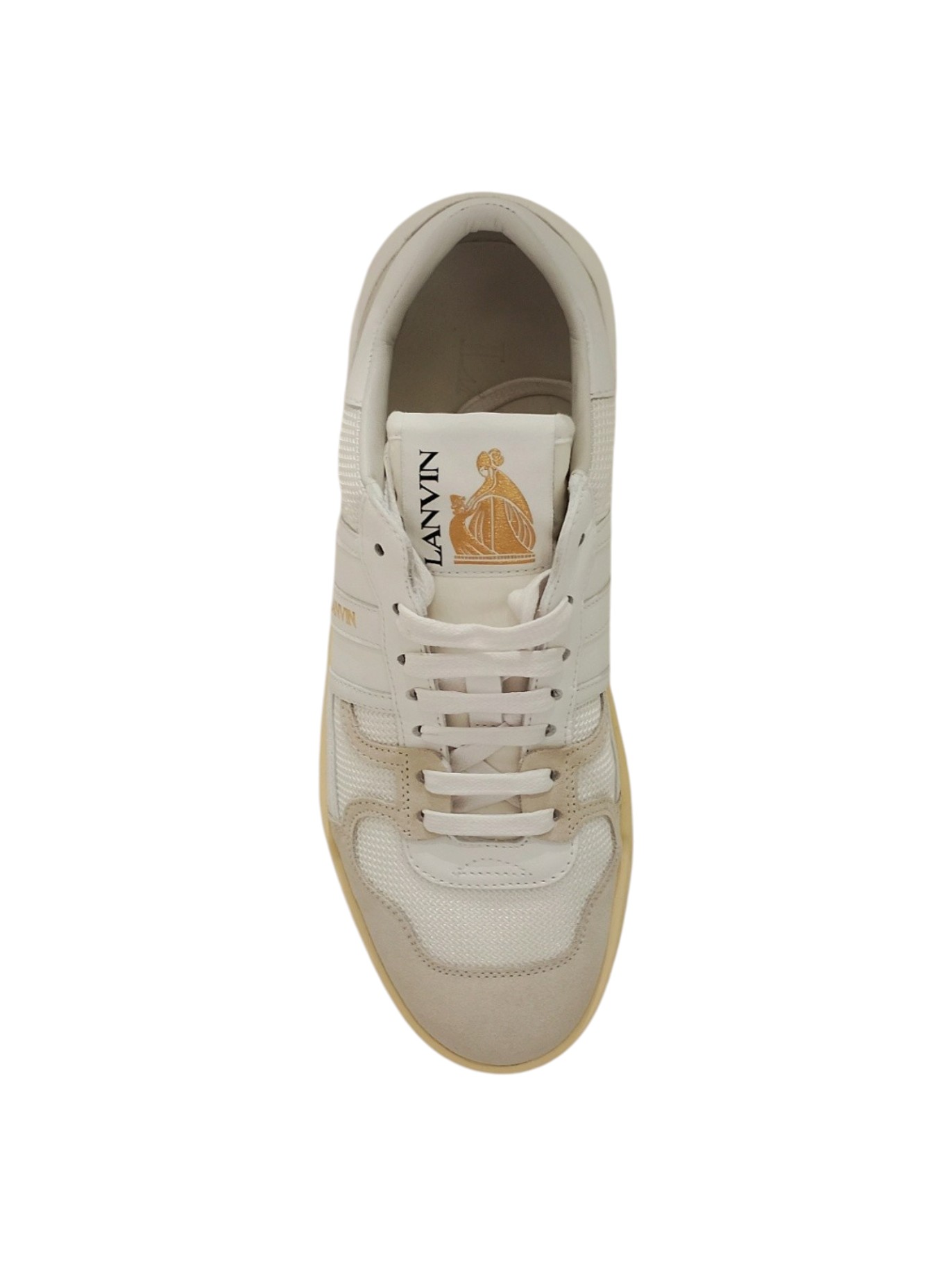 LANVIN Sneakers Donna in Bianco con Dettagli in Camoscio e Suola Gommata