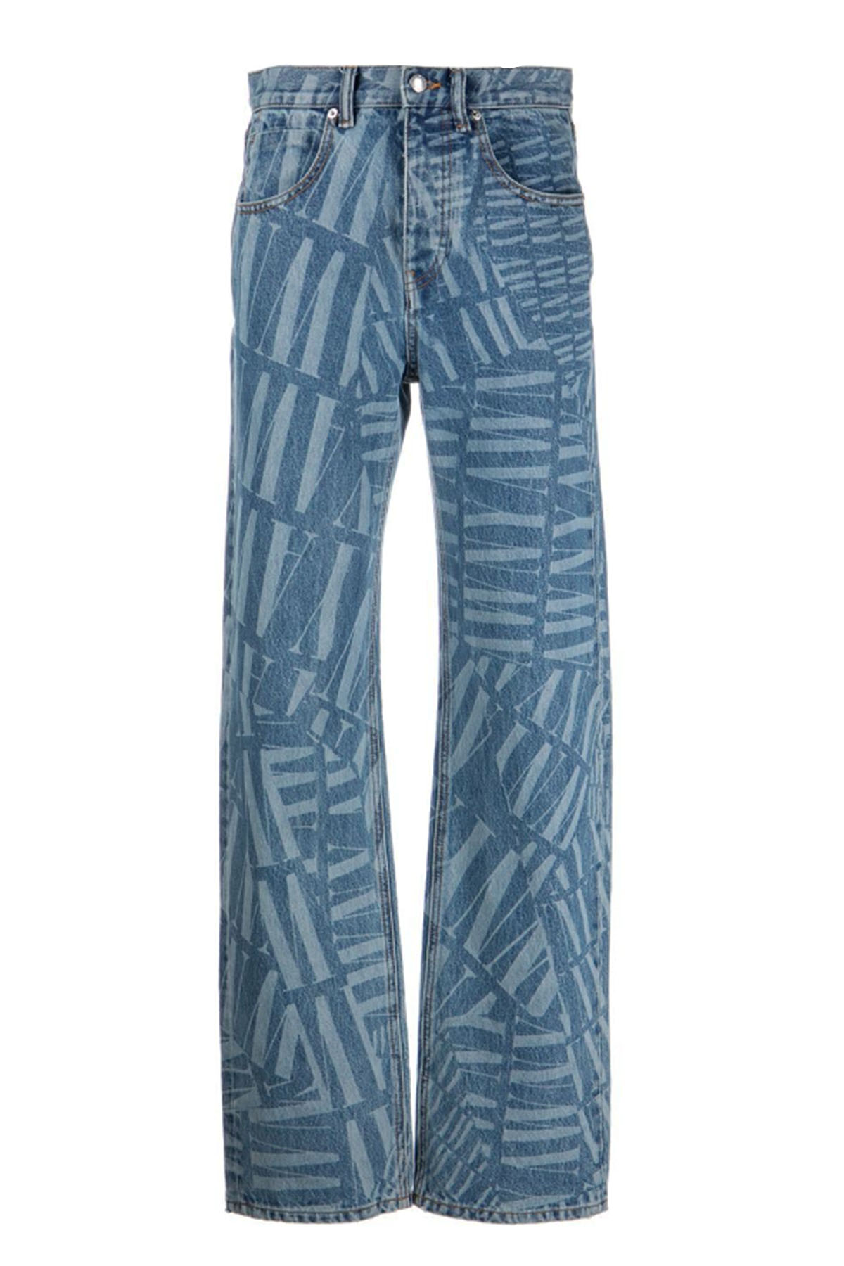 Alexander Wang Awny Logo-print Straight-leg Jeans In Denim Blu E Verdi