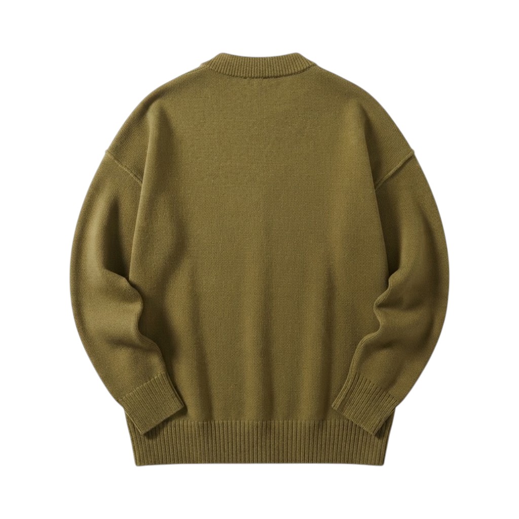 AMI Cardigan Maglieria Verde Militare con Cuore Ricamato