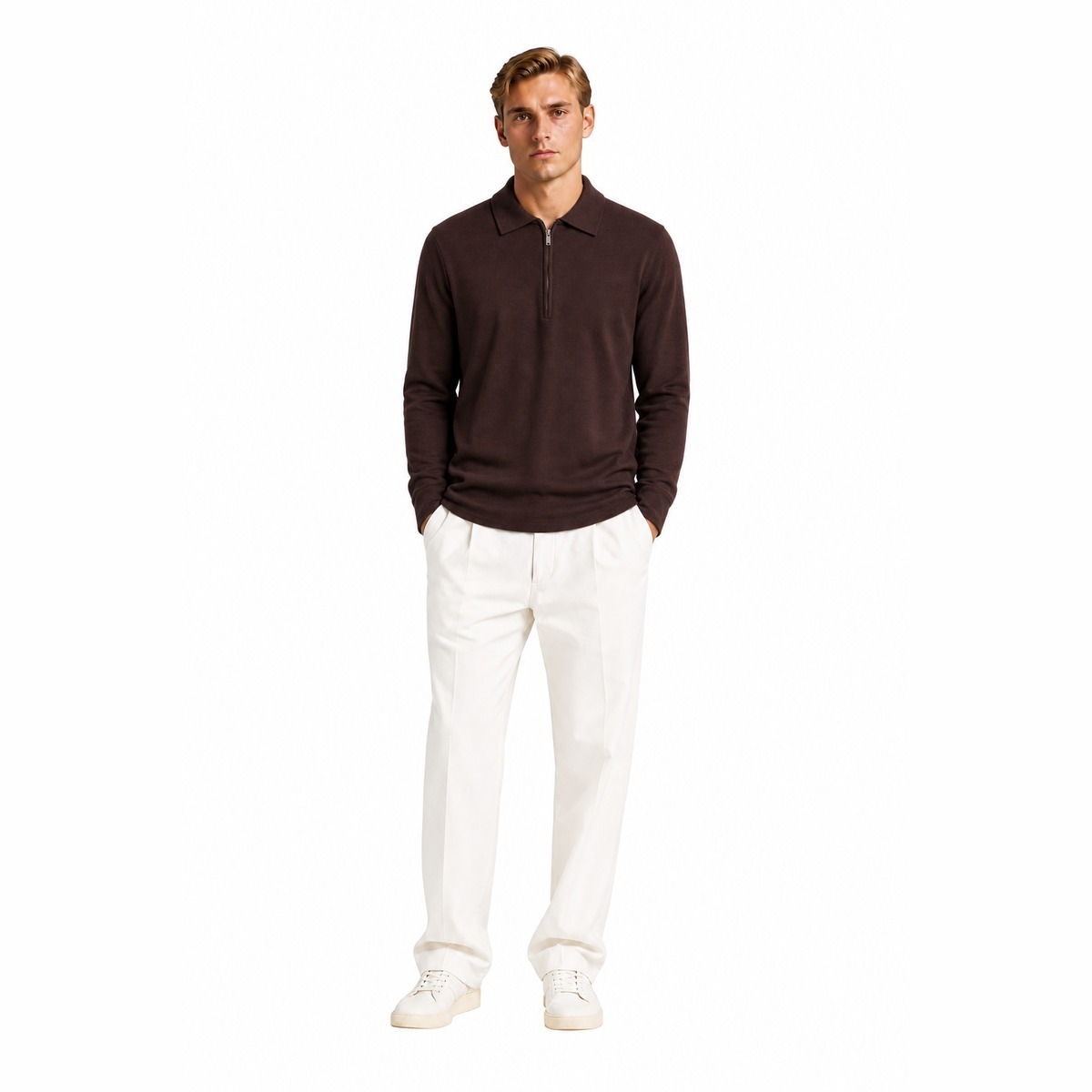 Alpha Studio T-shirt en polo bruin