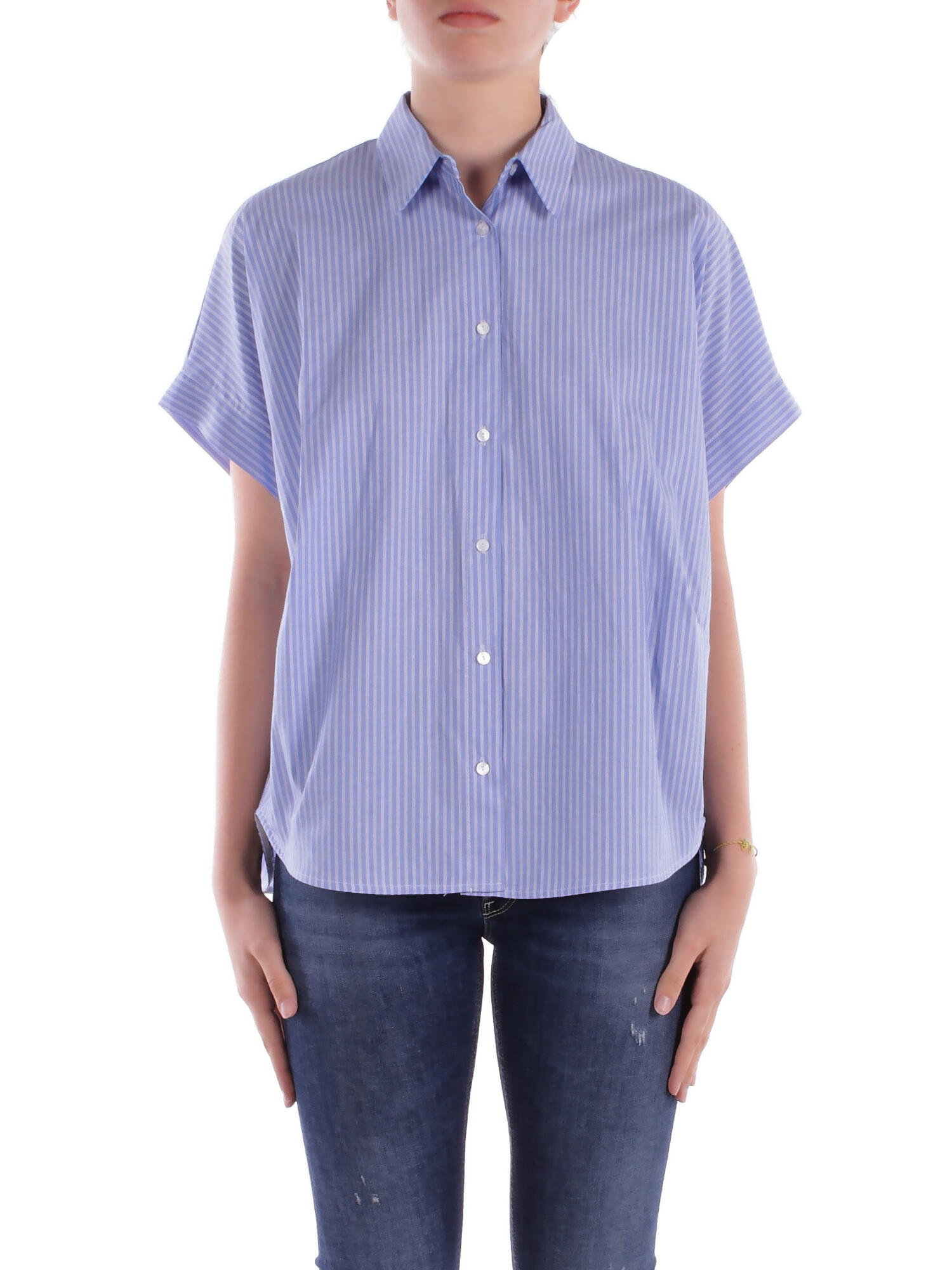 Manila Grace Shirts Light Blue In Celeste Blu E Verdi