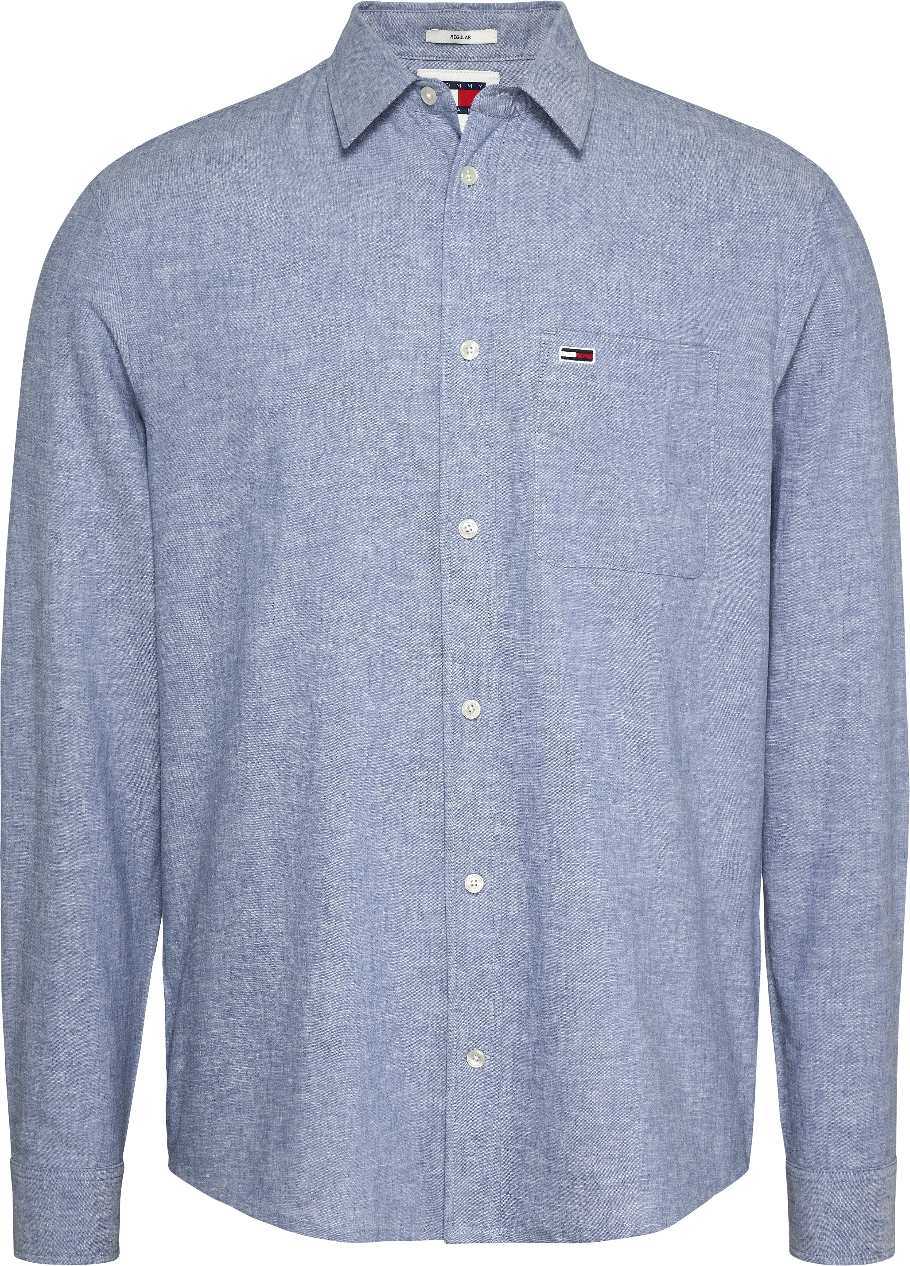 Freizeithemd aus Baumwoll-Leinen-Mix mit Label-Stitching