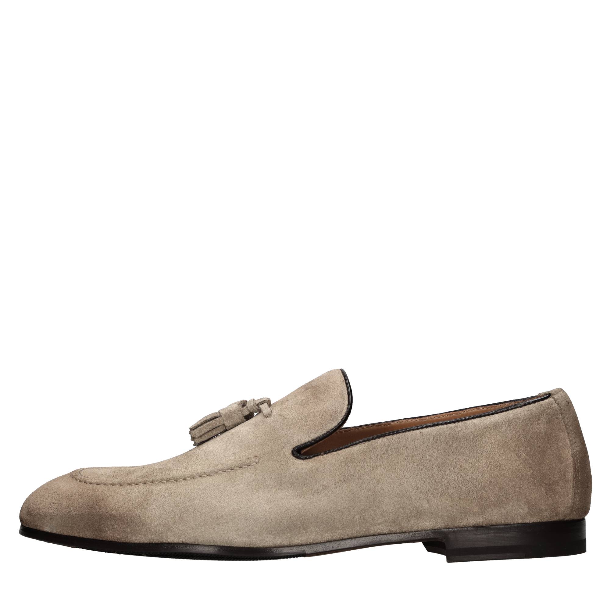 Doucal's Man Loafers Beige Size 11 Leather In Grigio Neri E Grigi