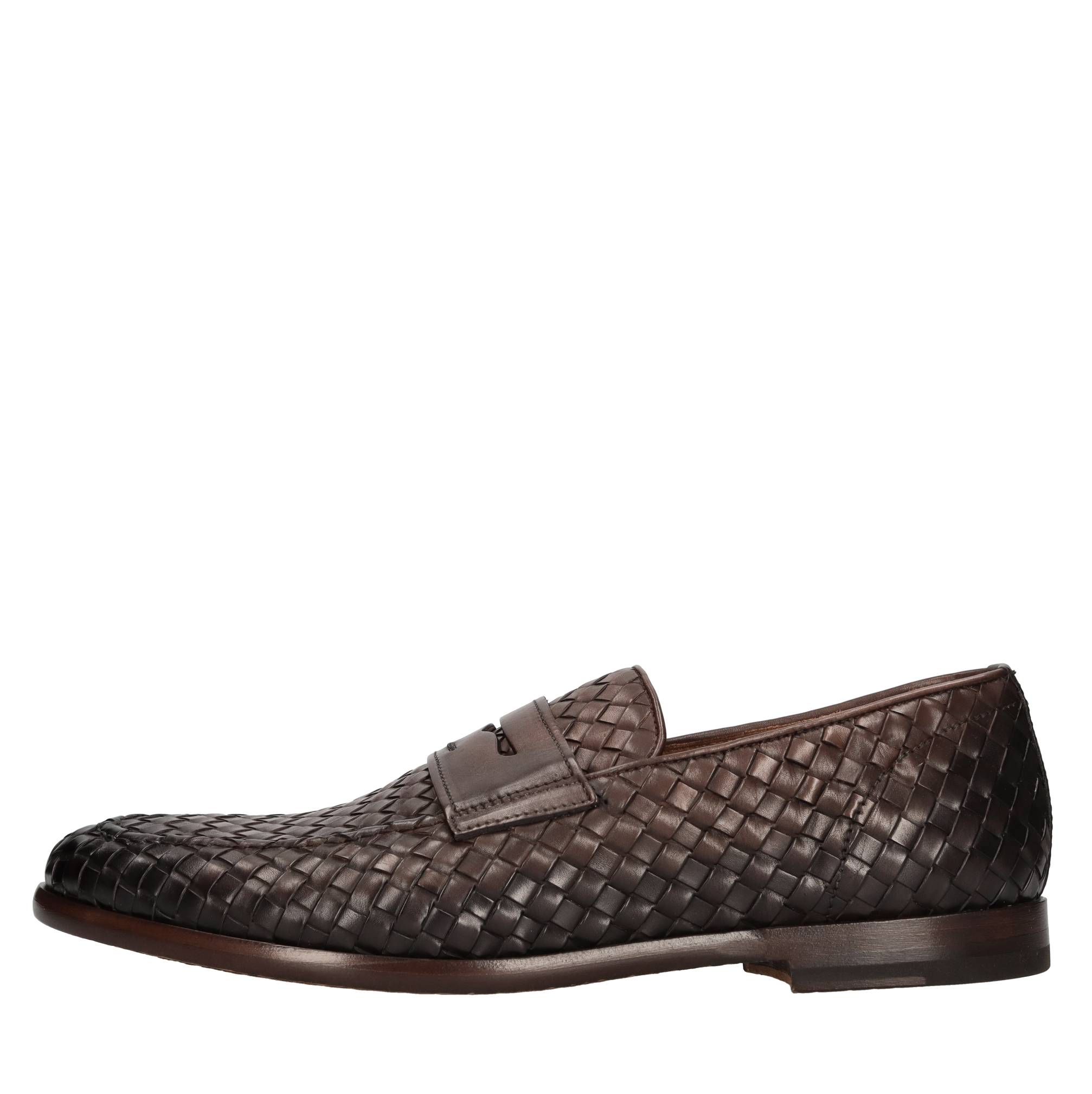Doucal's Brown Pull On Loafers In Woven Leather Man