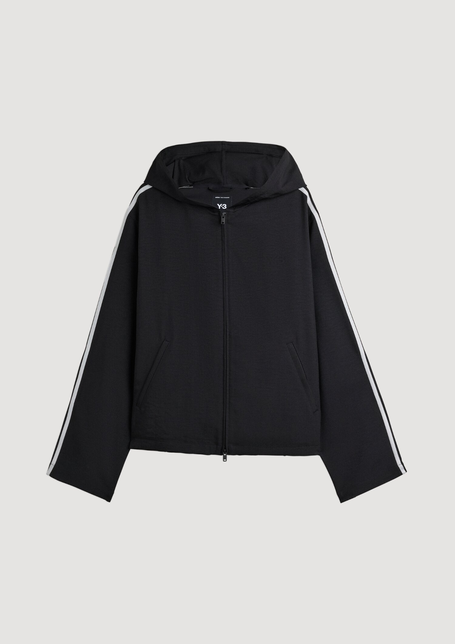 Y-3 Three-stripes Oversized Windbreaker Jacket In Black
