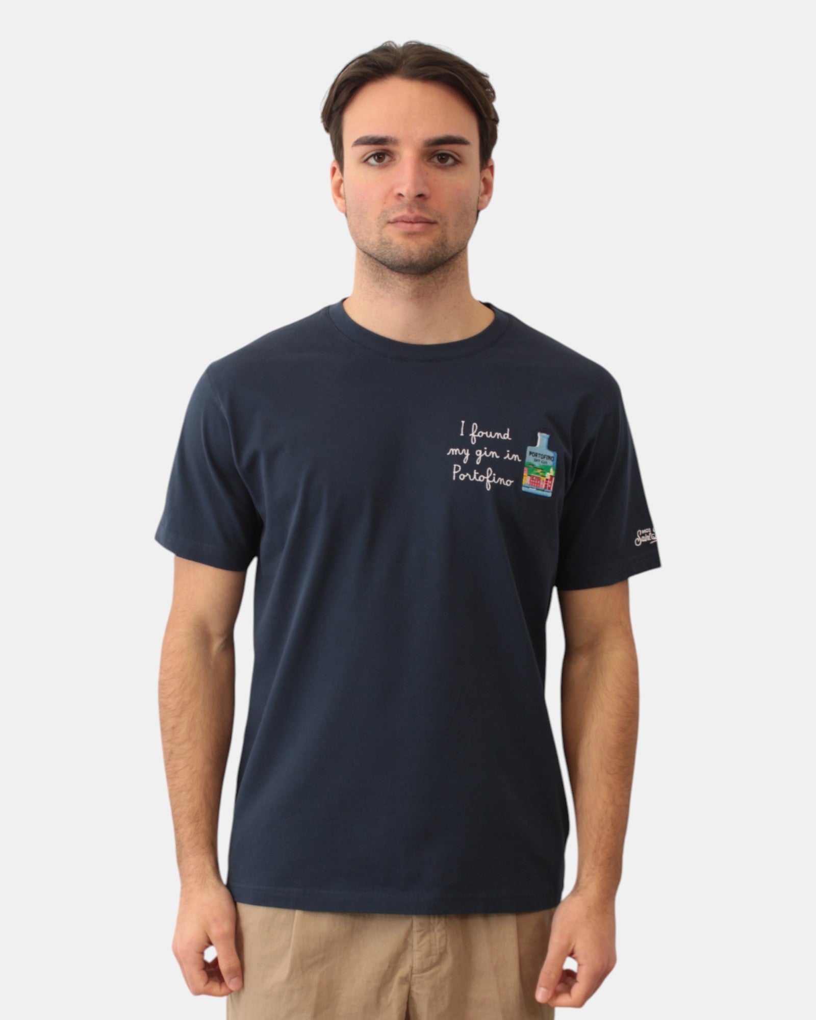 Mc2 Saint Barth Cotton Classic T Shirt - Portafino Gin Hab 61 Emb In Gray