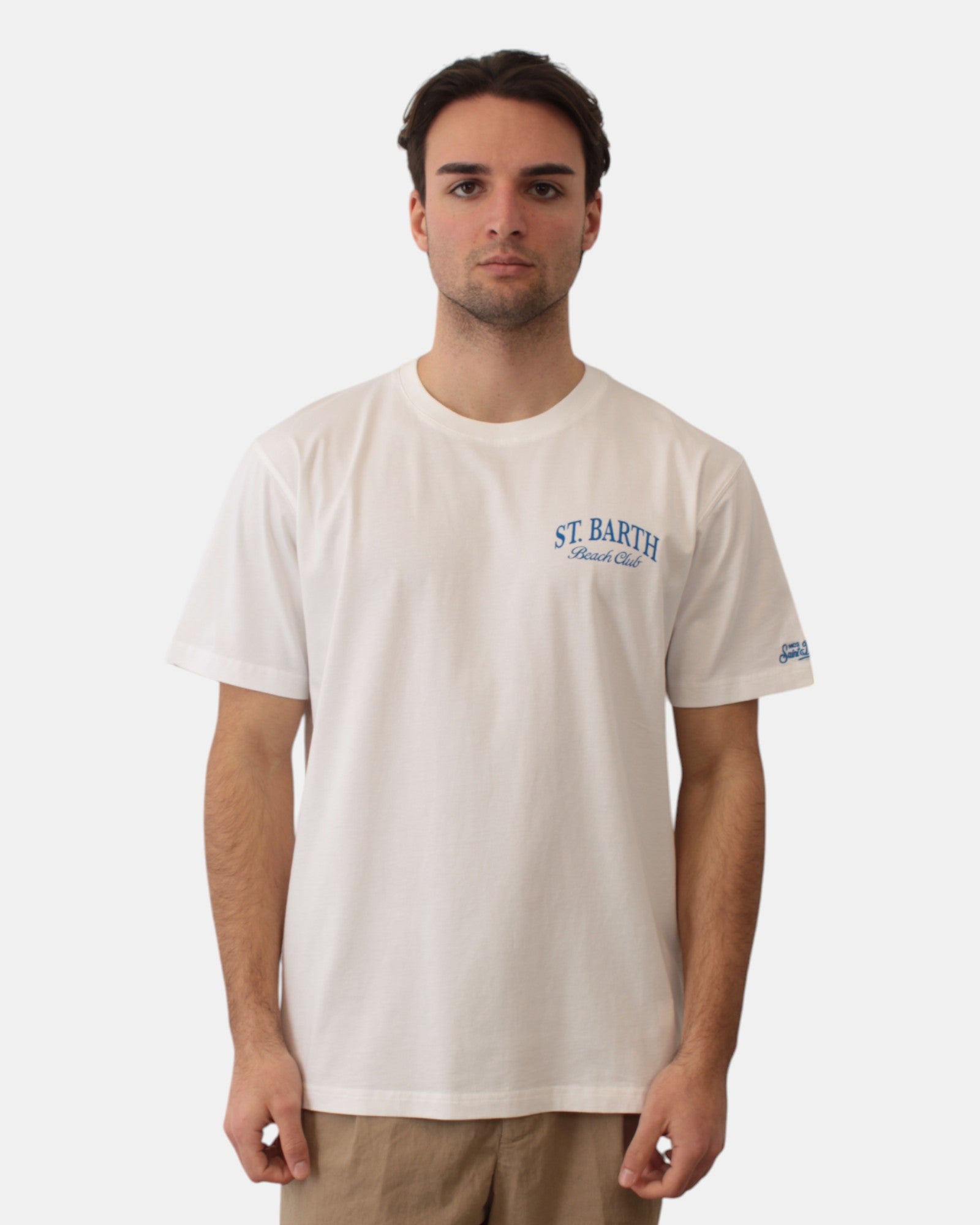 Mc2 Saint Barth Cotton Classic T Shirt - Sb Beach Club 01n In White