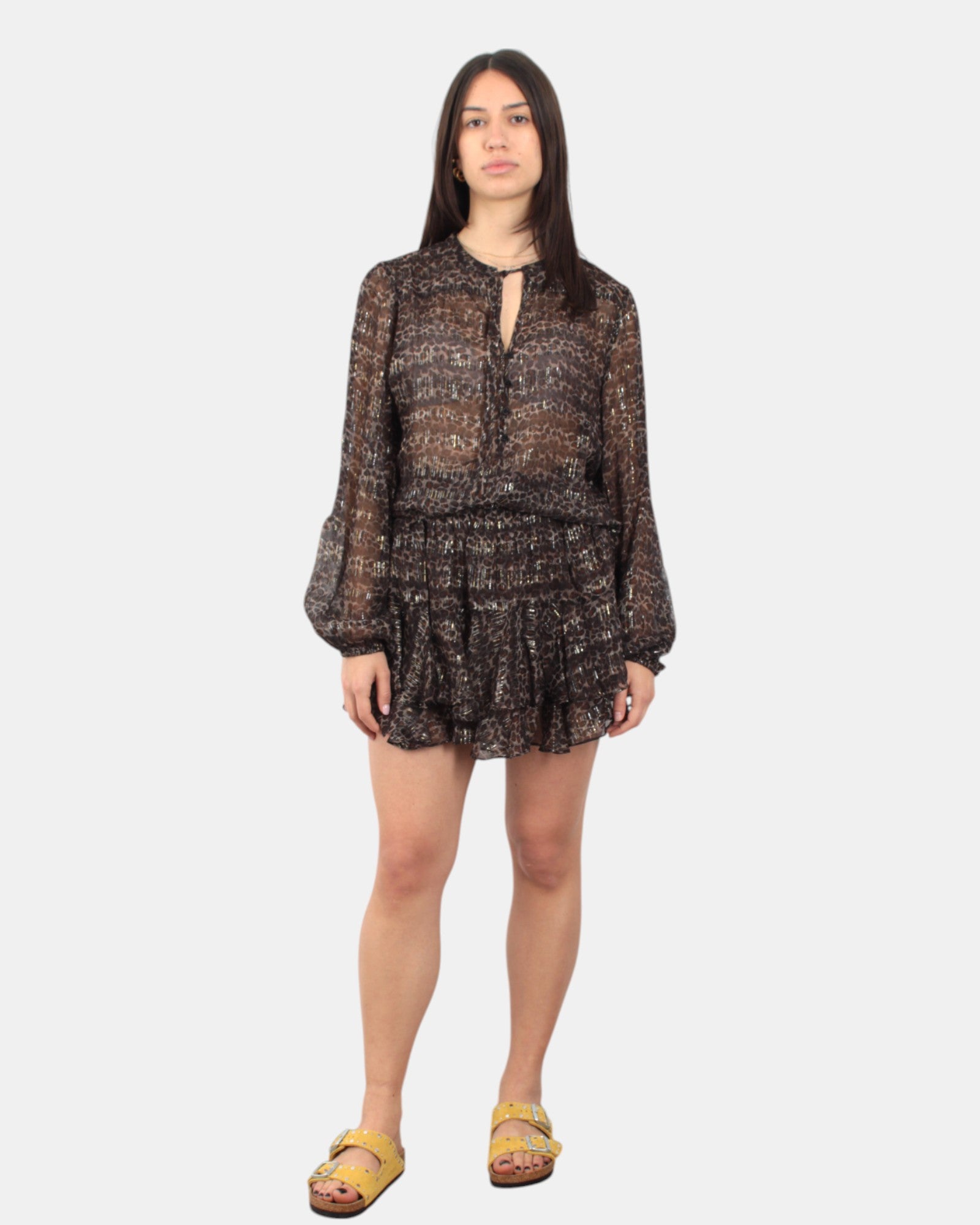mini skirt woman - silk voile lurex geo leo