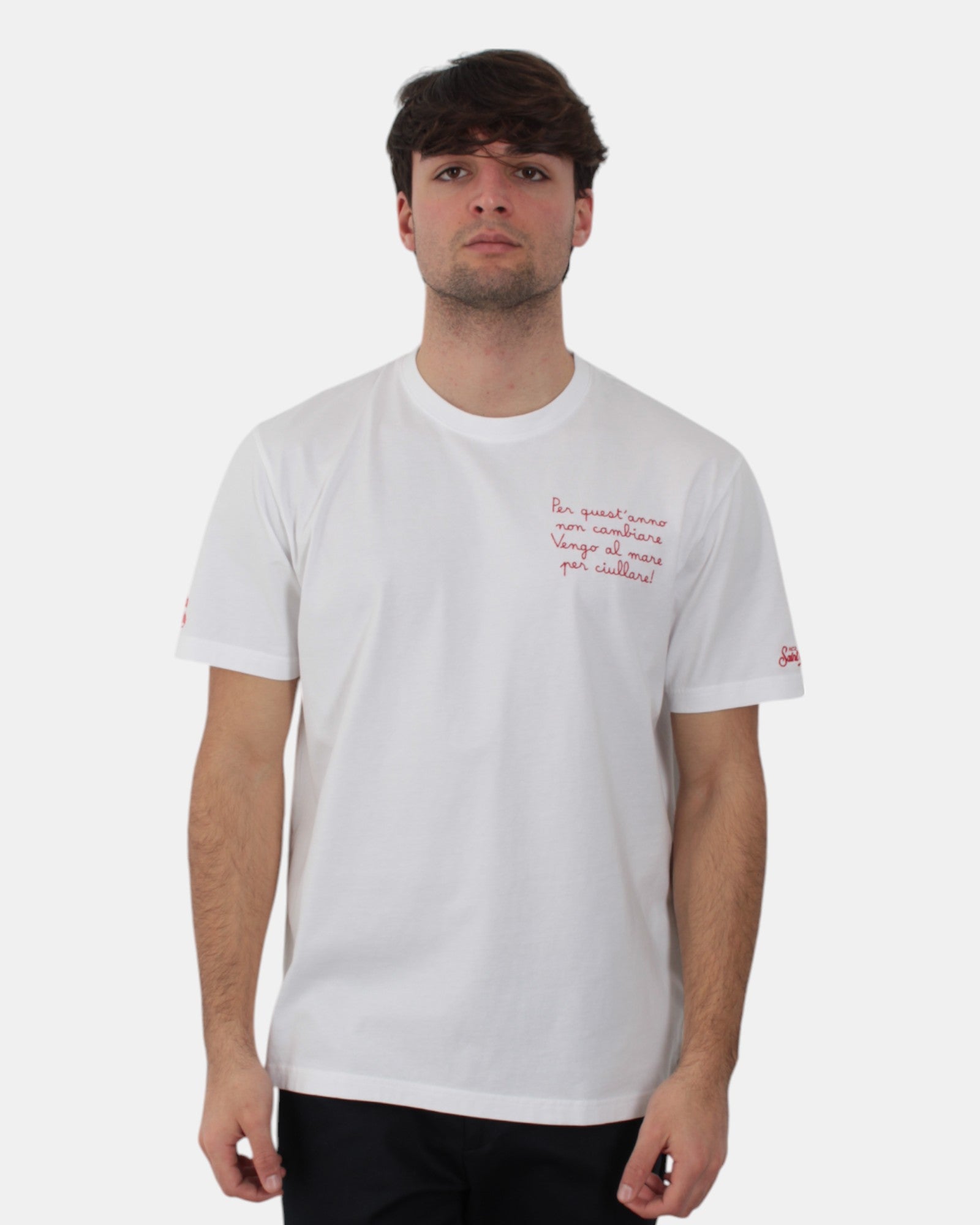 Mc2 Saint Barth Embroidered-motif T-shirt In White