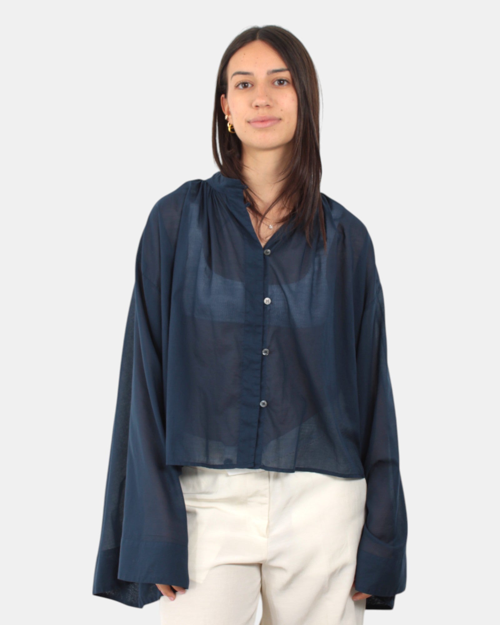 Korean shirt Jucca with wide sleeve - 451 abyss