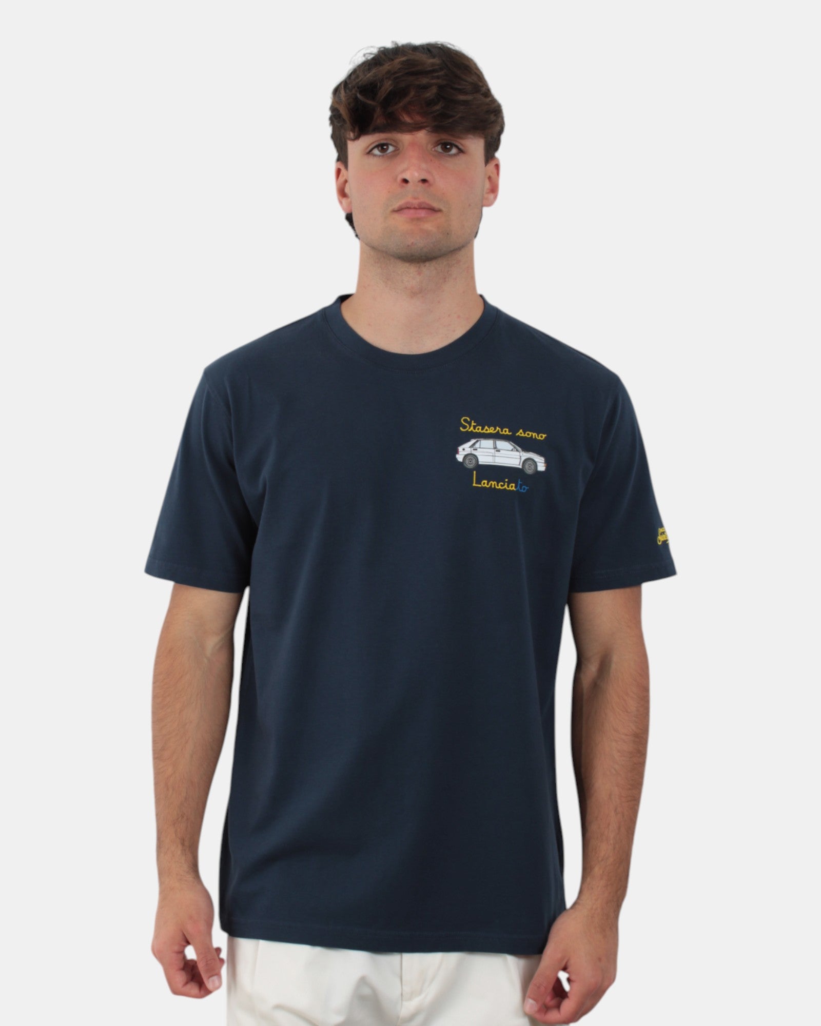 Mc2 Saint Barth Cotton Classic T Shirt - Tonight Launches 61 Emb In Blue