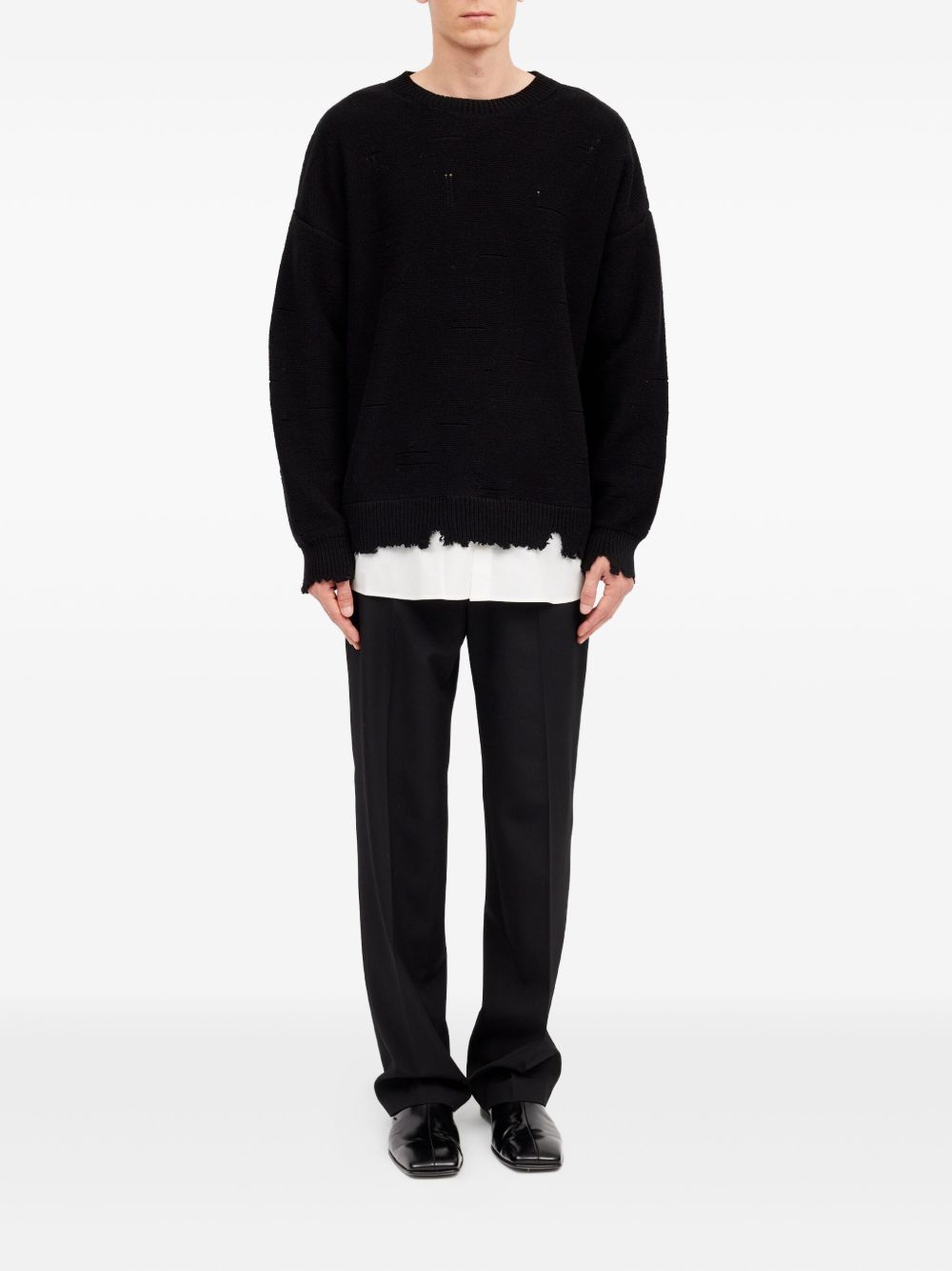 mm6 maison margie mesh schwarz mann Crew hals