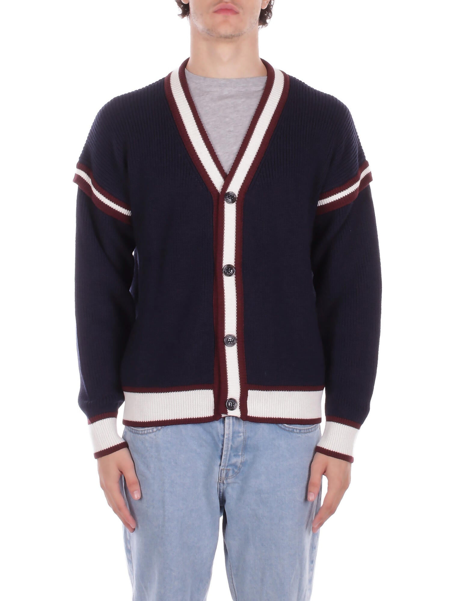 Gcds homme tricote b2em1800ki3 77 logo college cardigan bleu 350 €