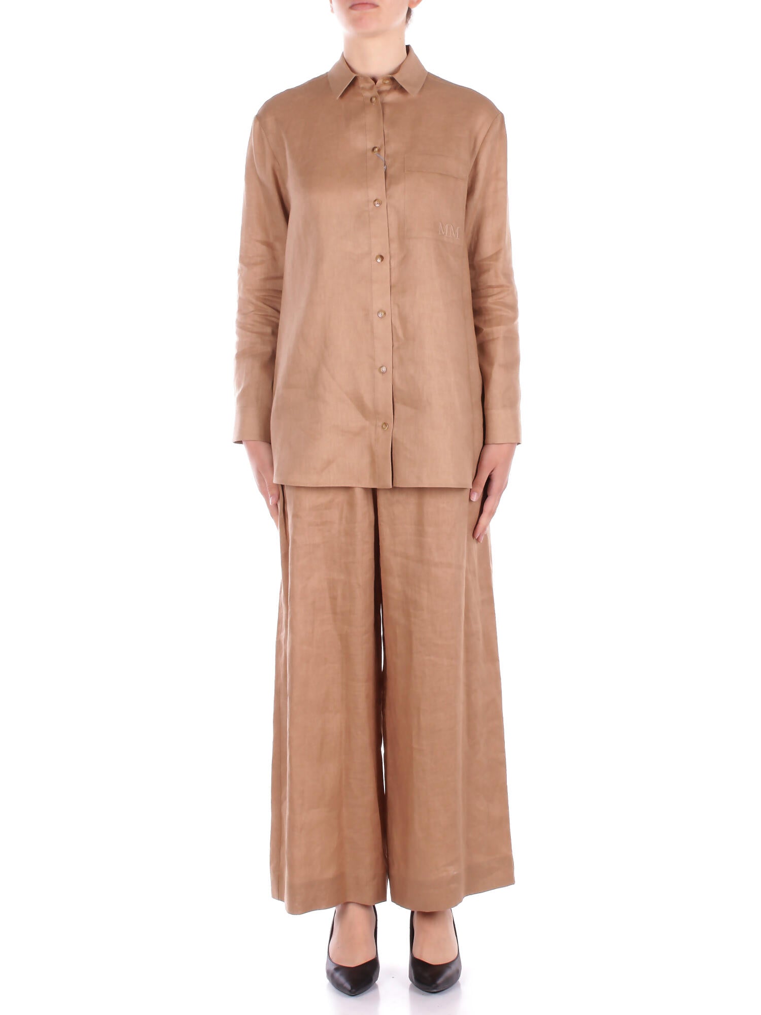 Max Mara Woman Shirt Noel 008 Shirt Pure Linen Washed Camel In Other