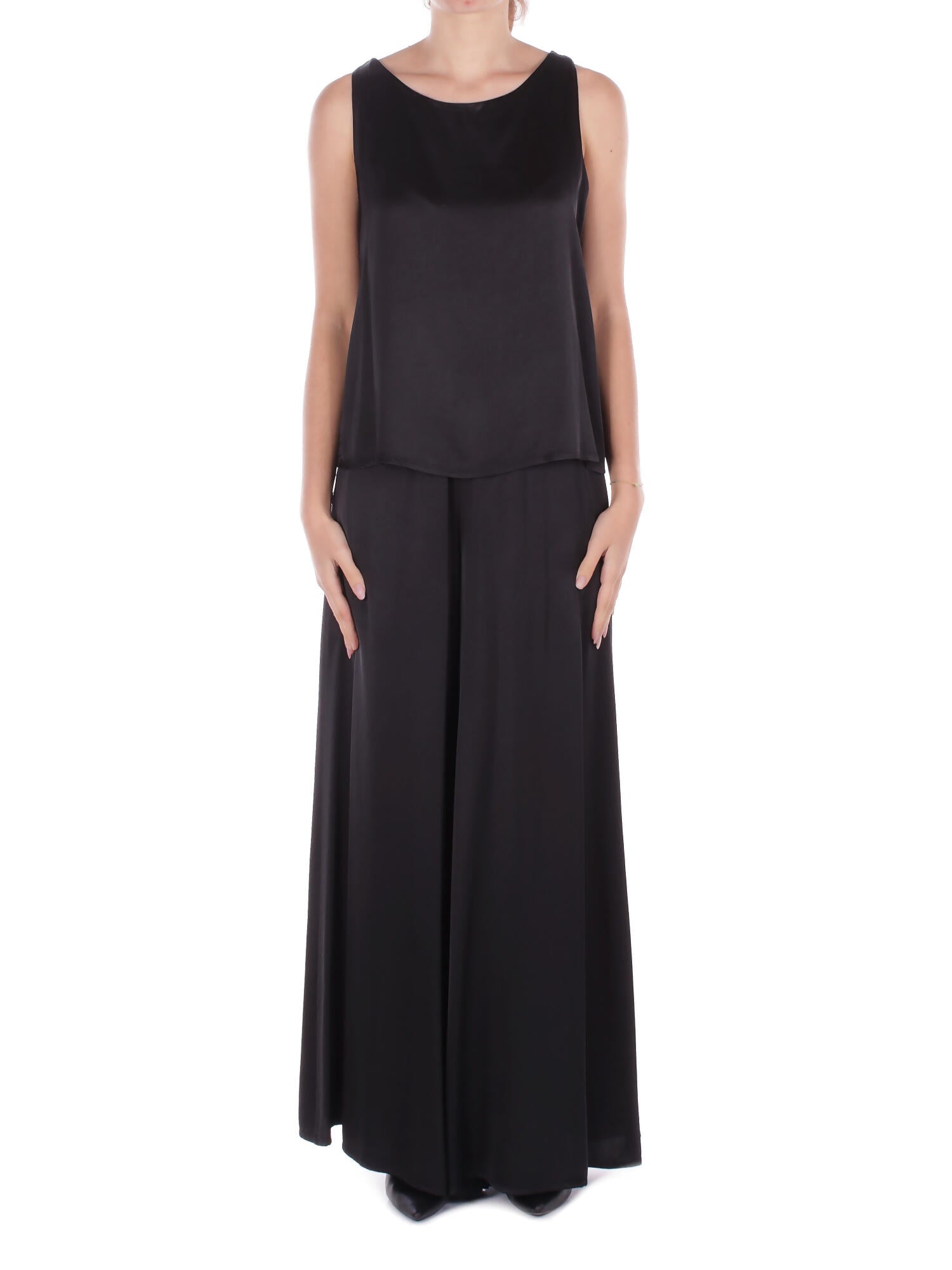 Manila Grace femme haut c123vu ma001 haut noir encolure bateau