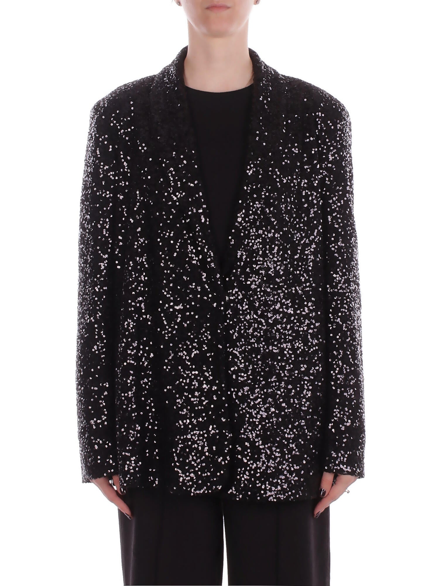 Manila Grace Veste pour femmes g185py ma001 veste de paillettes noires