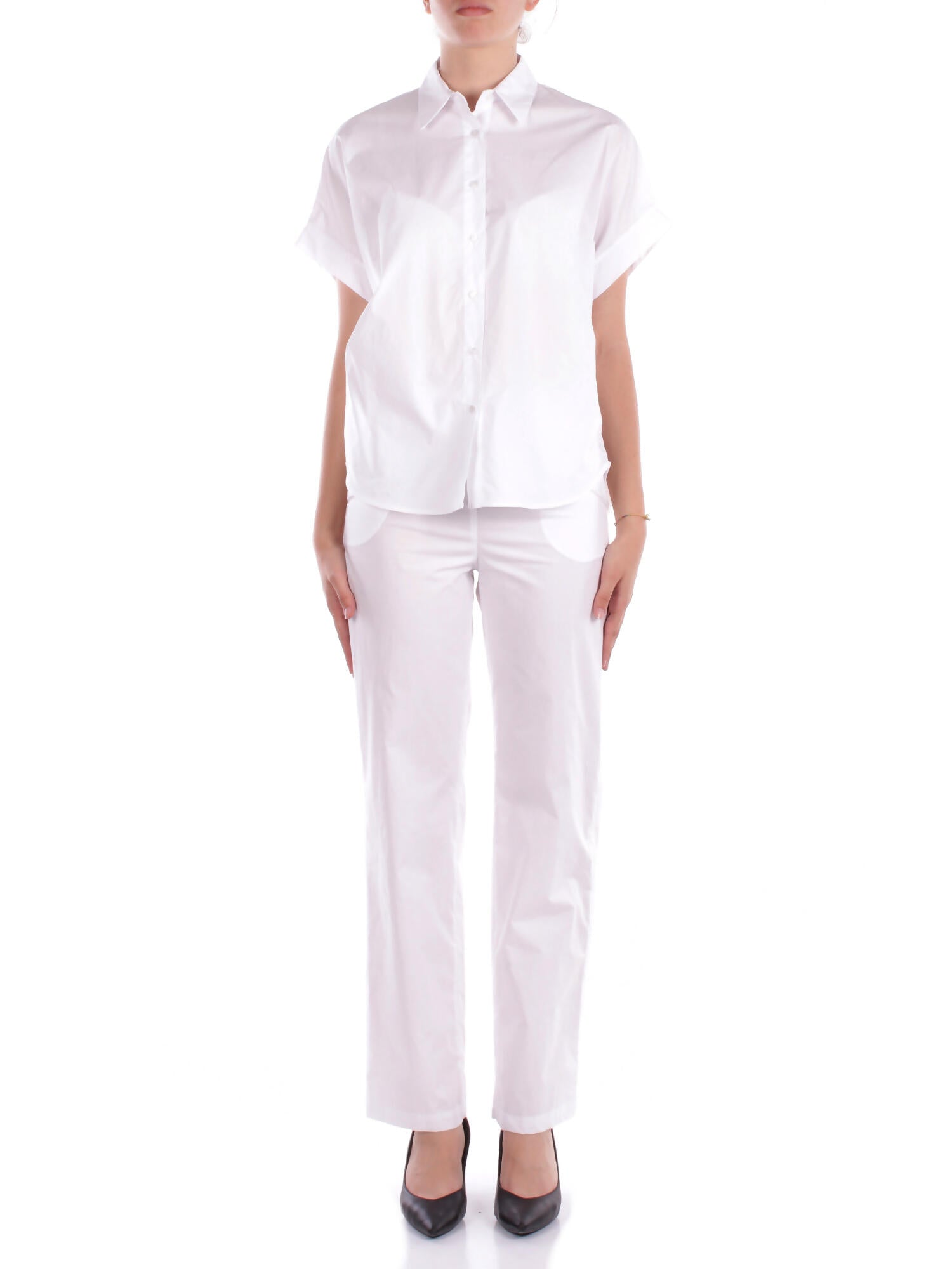 Manila Grace Woman Trousers P264cu Ma009 Straight White Optic Trousers