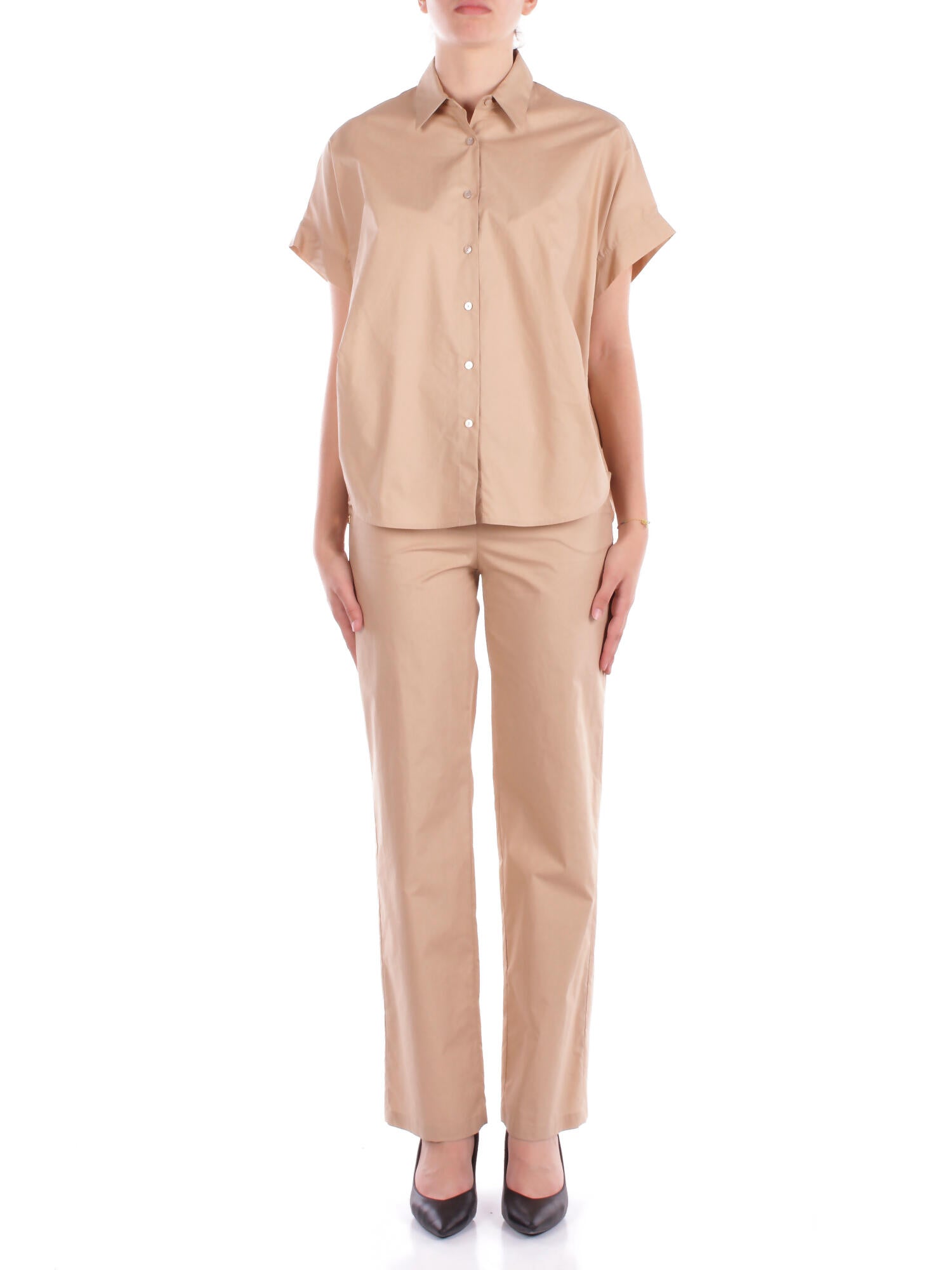 Manila Grace Woman Trousers P264cu Ma002 Straight Beige Trousers